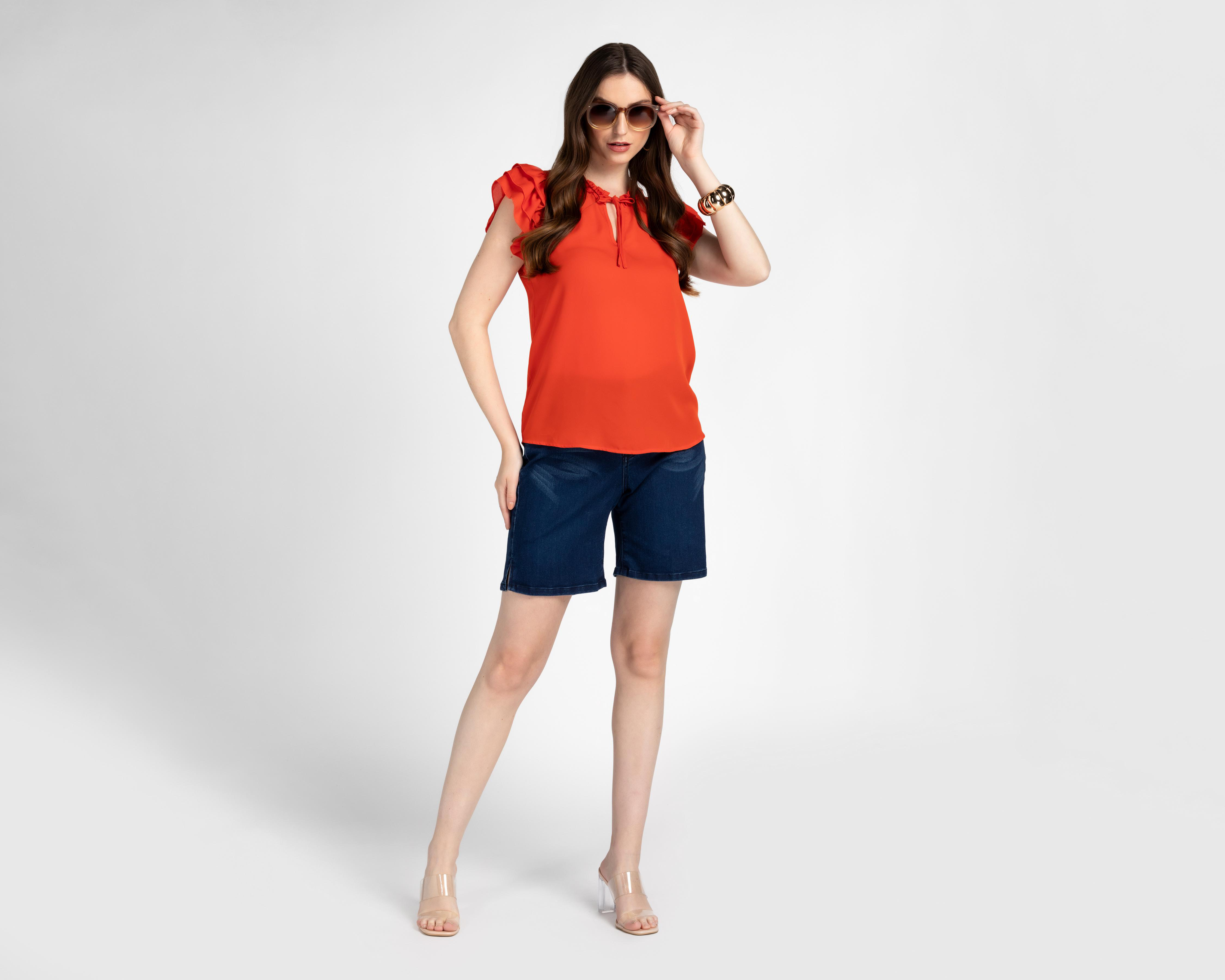 Foto 3 pulgar | Blusa Sahara con Olanes para Mujer