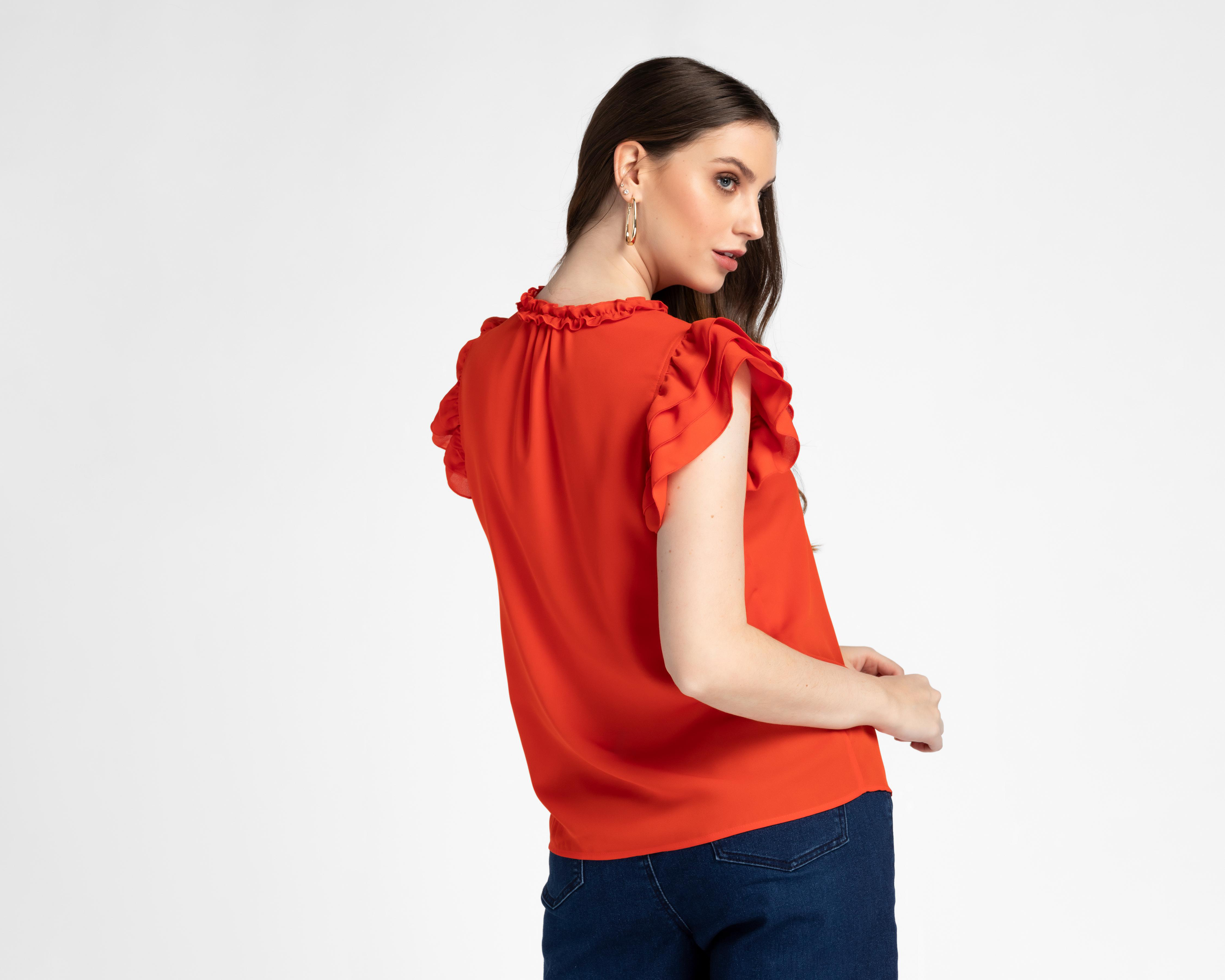 Foto 4 pulgar | Blusa Sahara con Olanes para Mujer