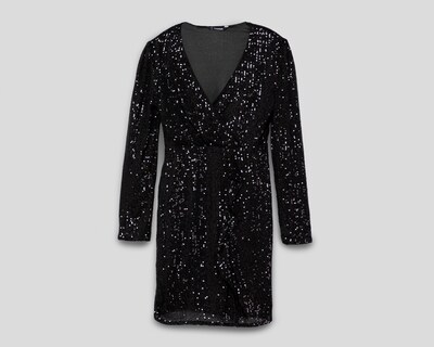 Foto 1 | Vestido de Fiesta Thinner Negro Manga Larga con Lentejuela para Mujer