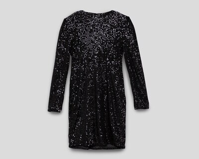 Foto 2 | Vestido de Fiesta Thinner Negro Manga Larga con Lentejuela para Mujer