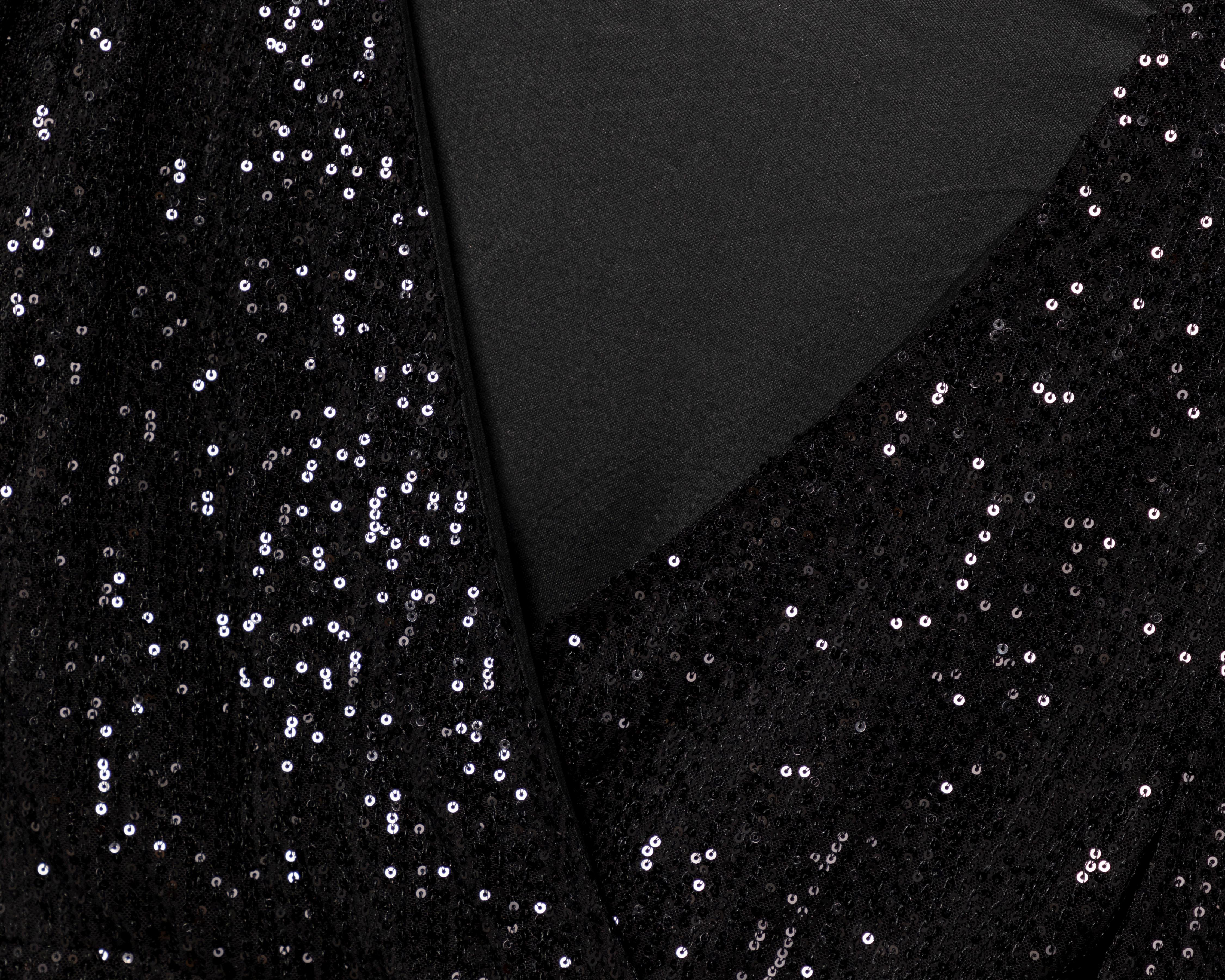 Foto 4 pulgar | Vestido de Fiesta Thinner Negro Manga Larga con Lentejuela para Mujer