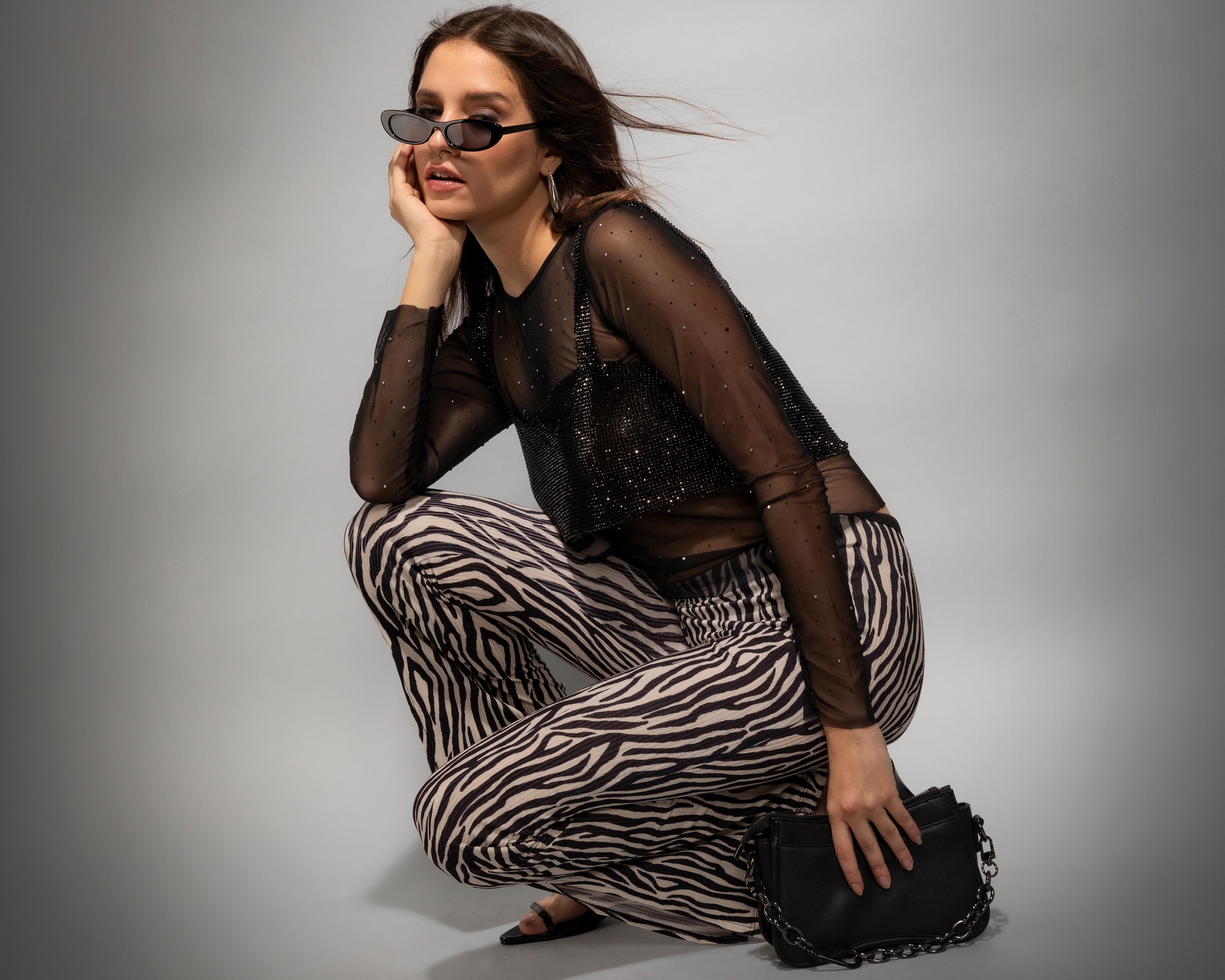 Pantalón Acampanado Strona Animal Print para Mujer