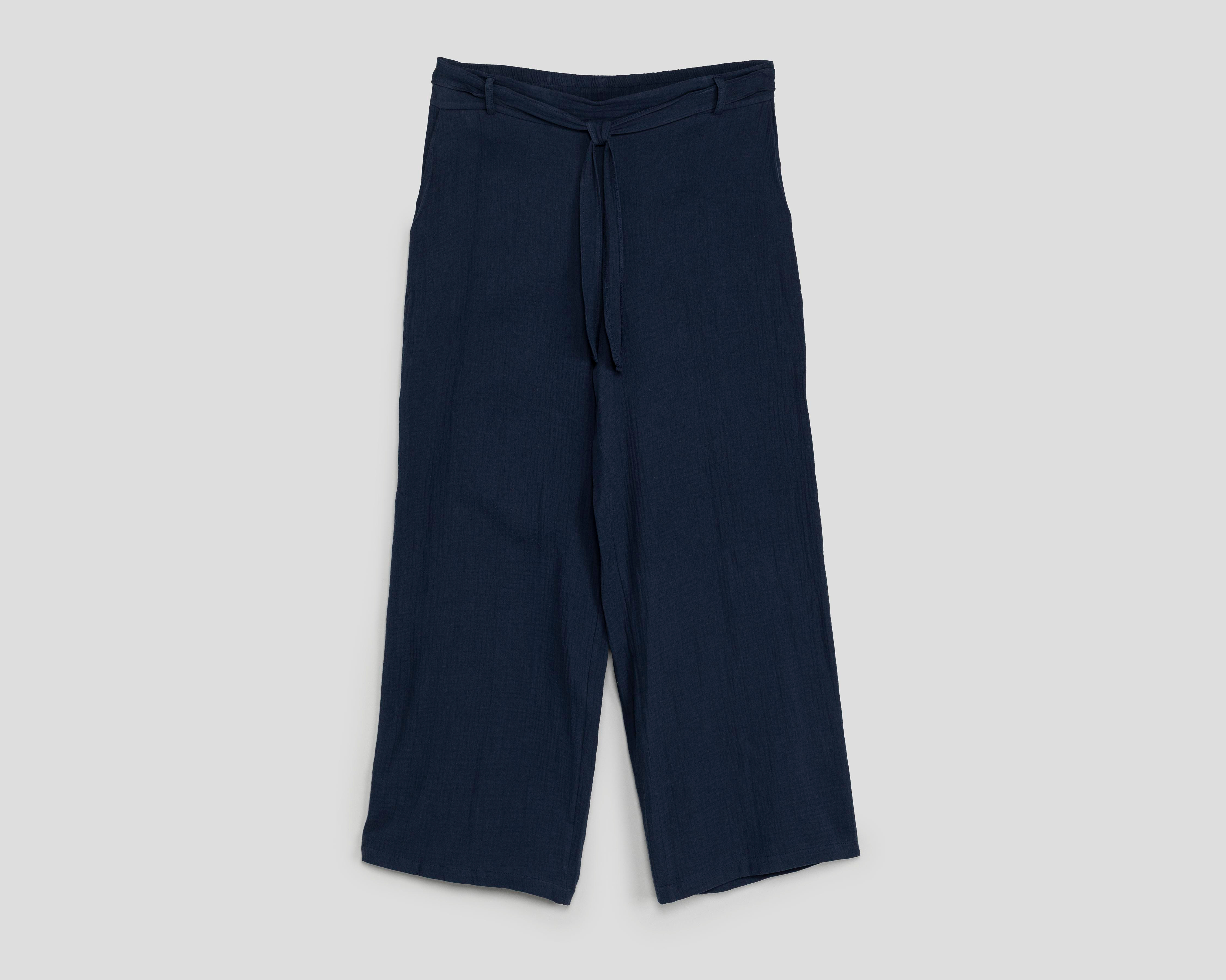 Pantalón Ancho Sahara Azul Marino para Mujer