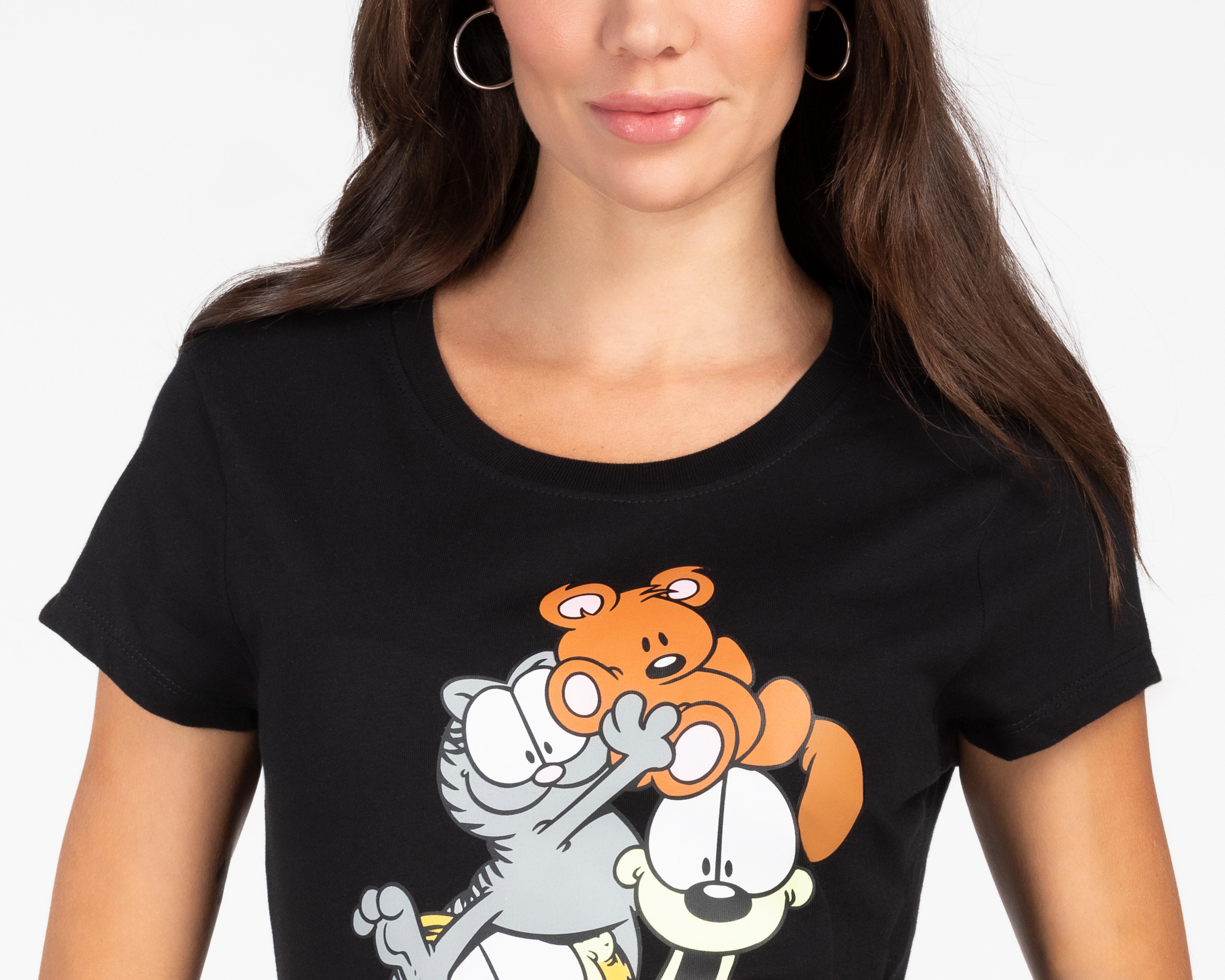 Foto 4 pulgar | Playera Garfield Estampada Manga Corta