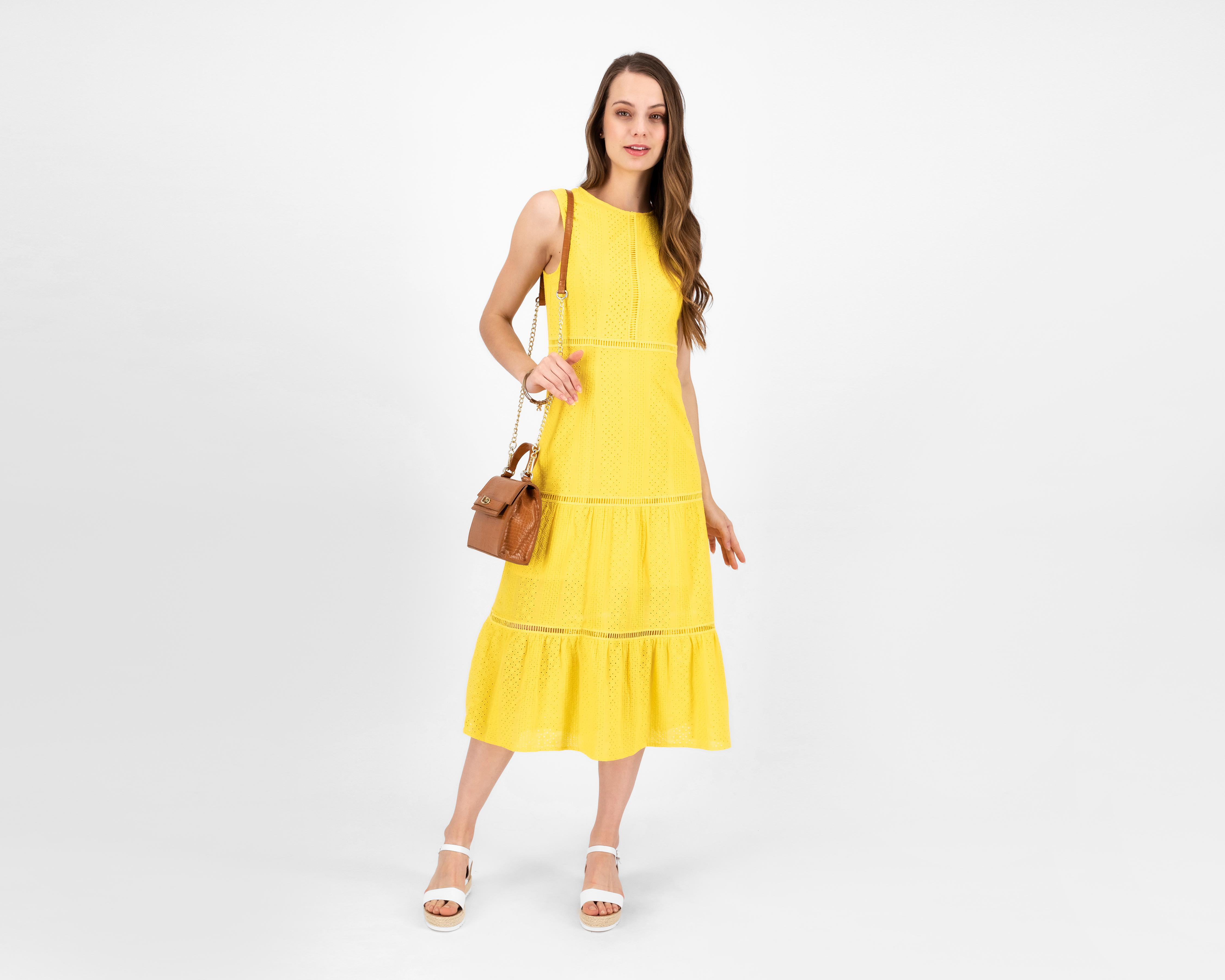 Foto 2 pulgar | Vestido Meirius Casual Midi Amarillo