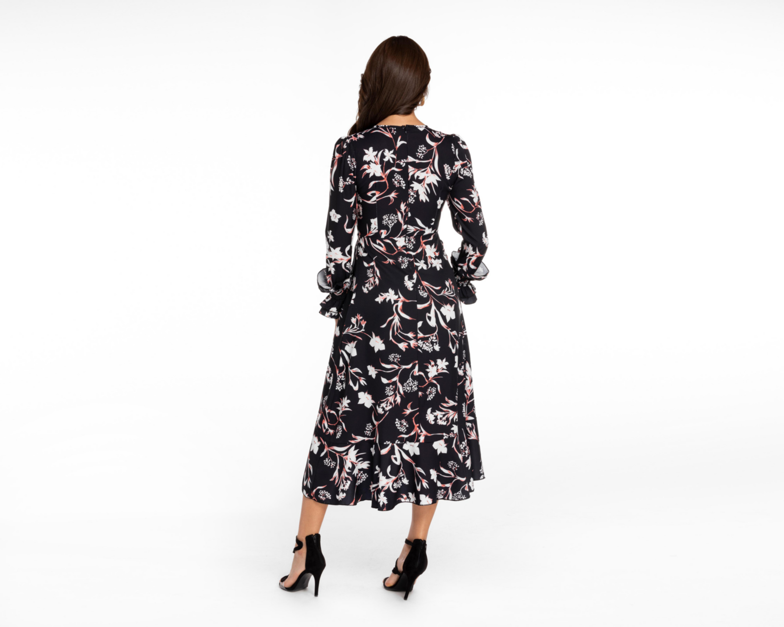 Foto 4 pulgar | Vestido Meirius de Noche Midi Negro con Estampado Floral