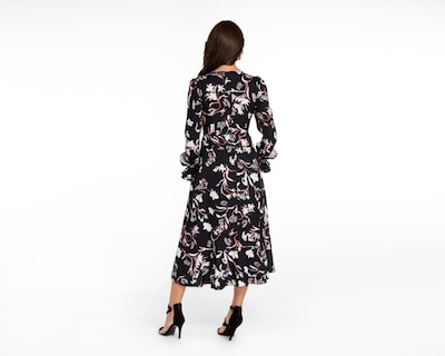 Foto 3 | Vestido Meirius de Noche Midi Negro con Estampado Floral