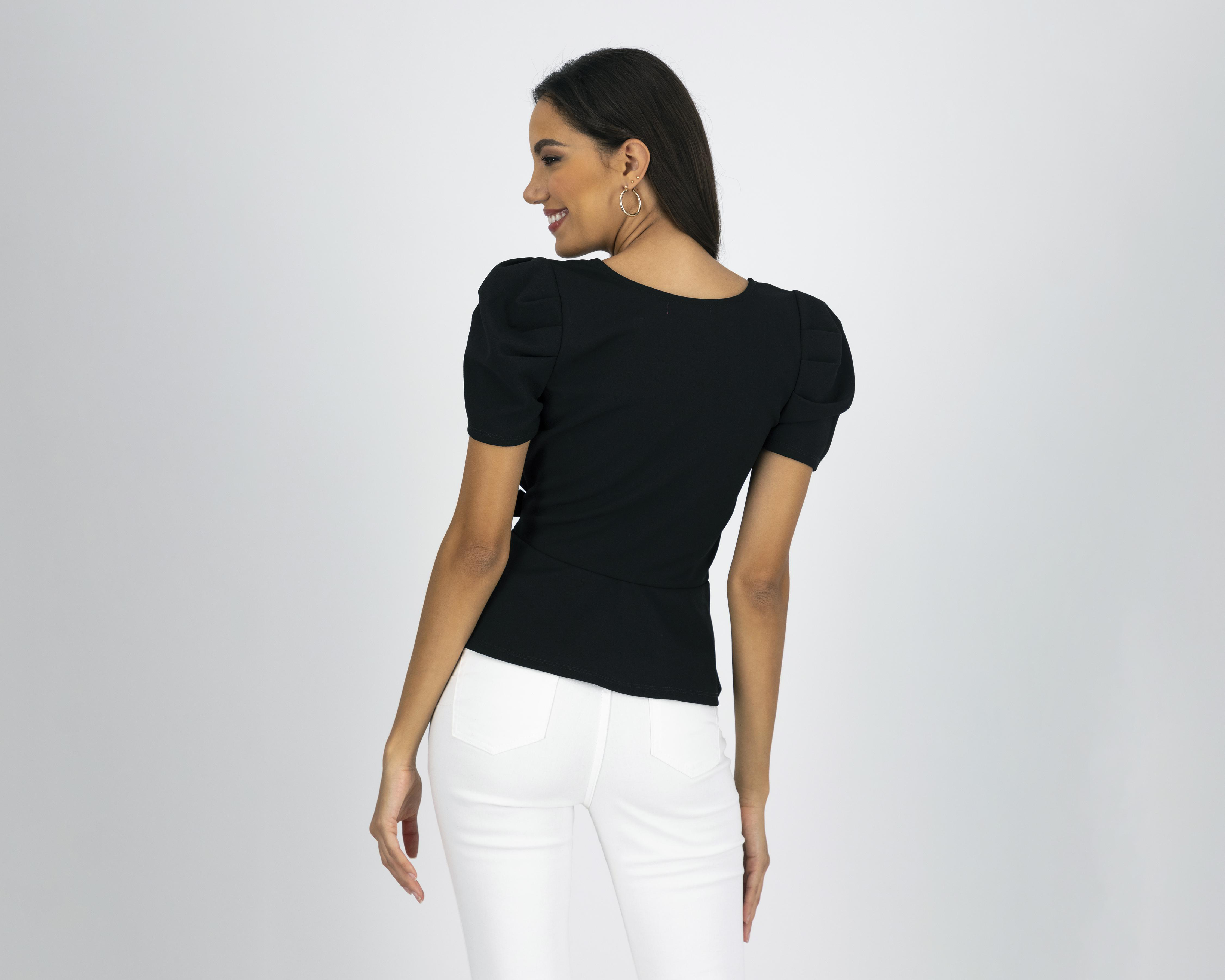 Foto 4 pulgar | Blusa Sahara Manga Corta Escote Cruzado