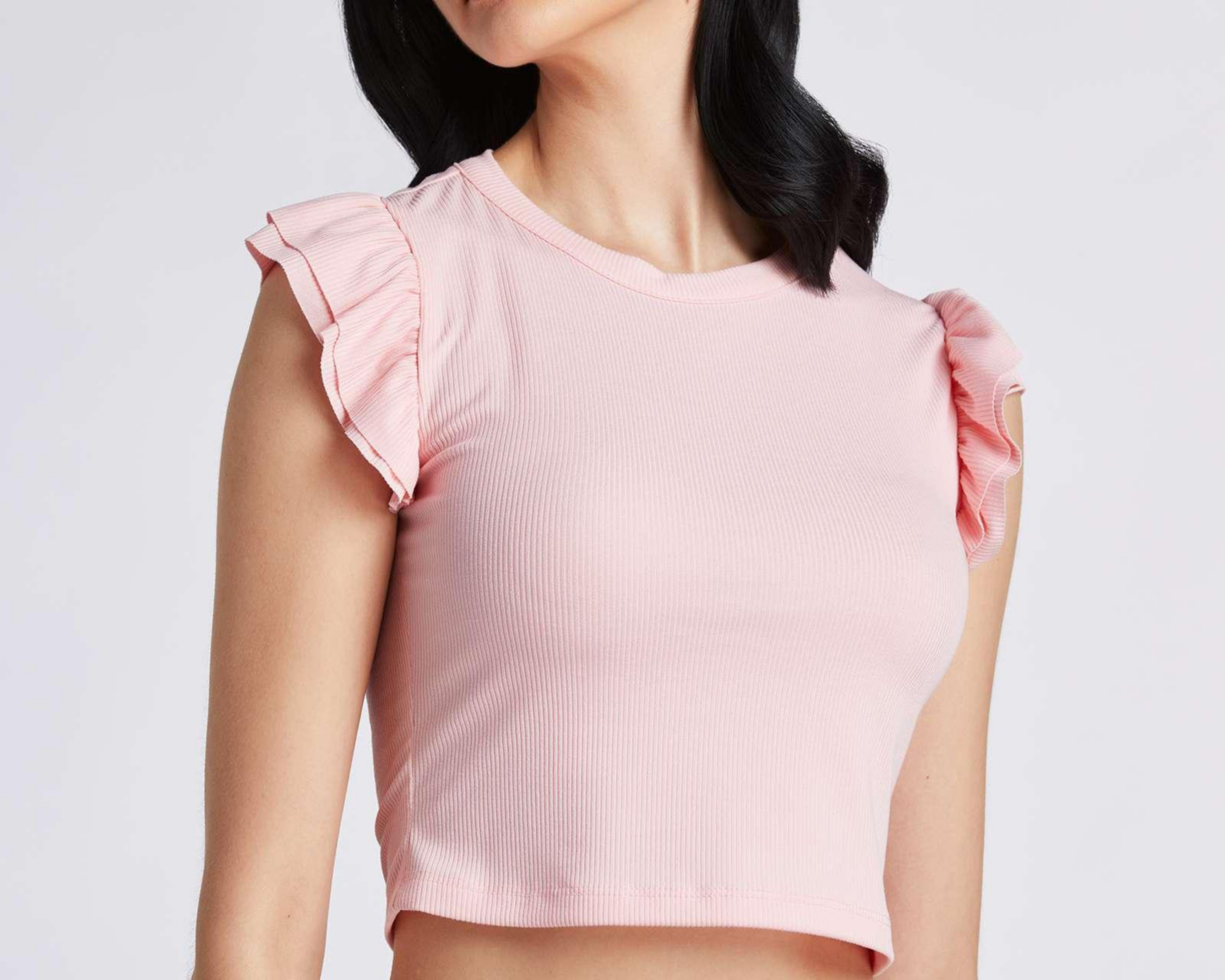 Foto 3 | Playera Thinner Manga Corta con Olanes