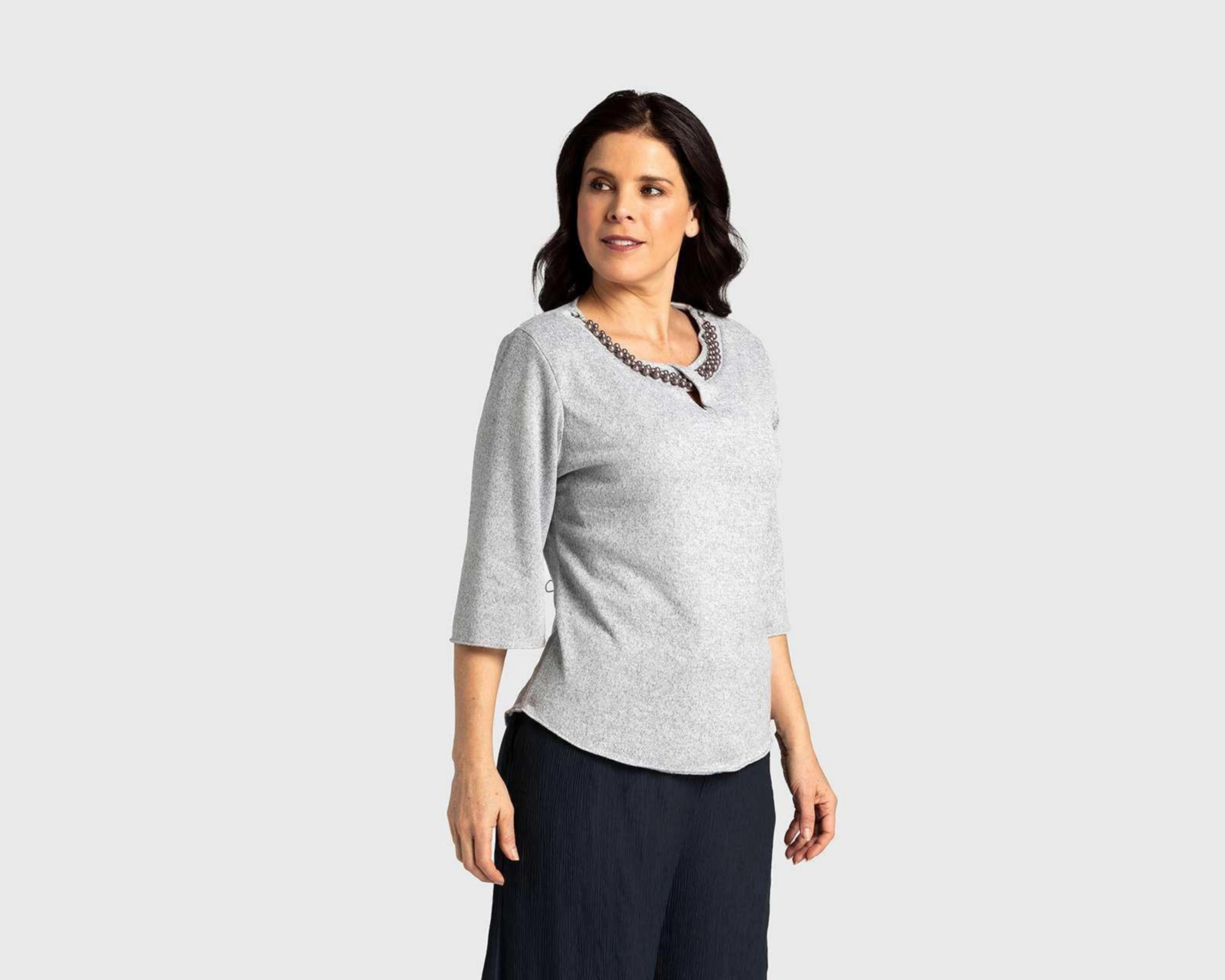 Blusa Paloma Gris con Collar
