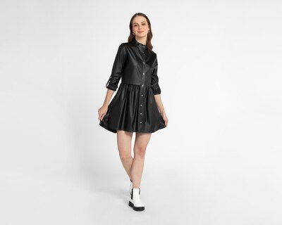 Foto 2 | Vestido Thinner Casual Tipo Cuero con Manga Larga