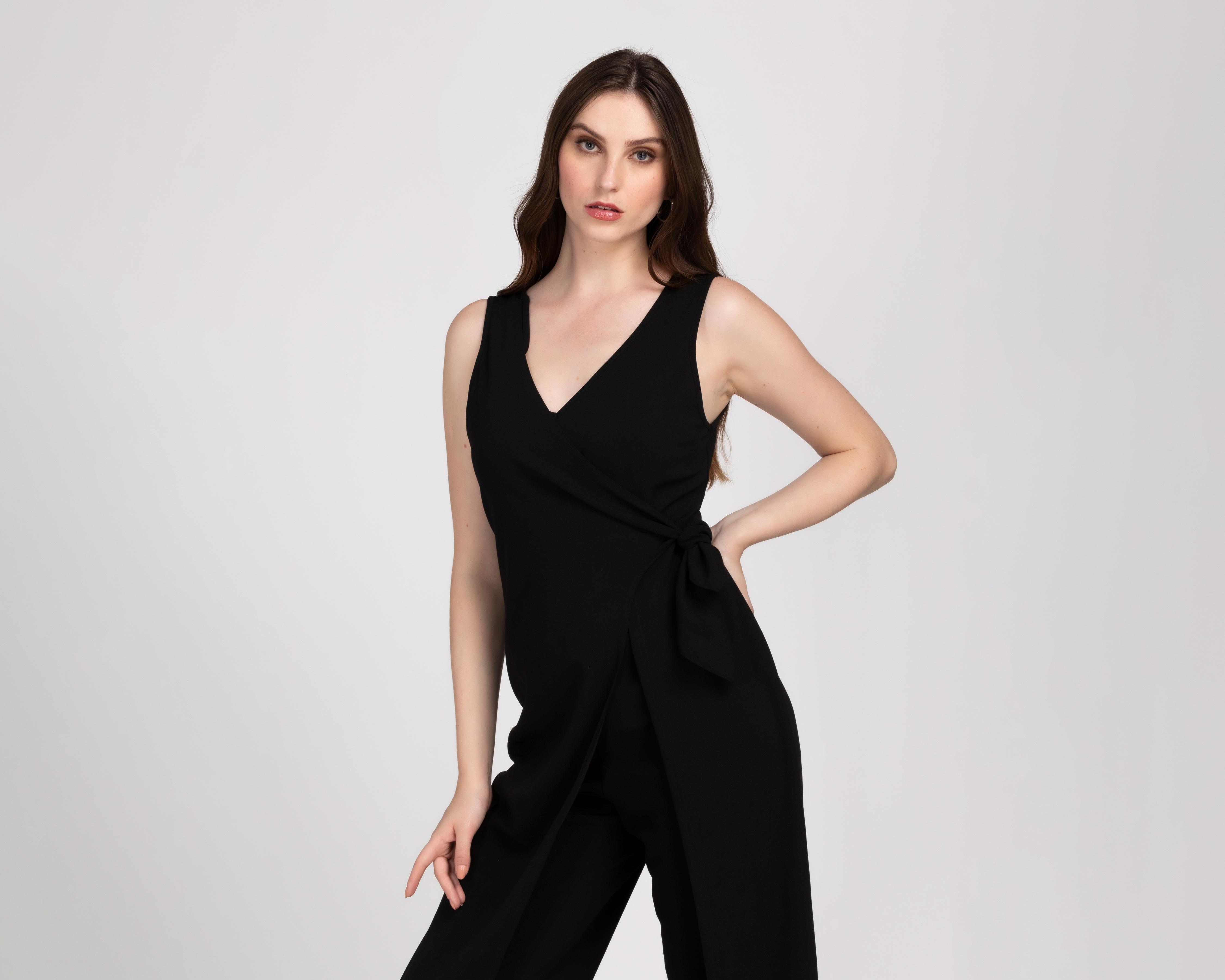 Foto 4 | Jumper Casual Sahara Escote Cruzado Negro con Media Falda