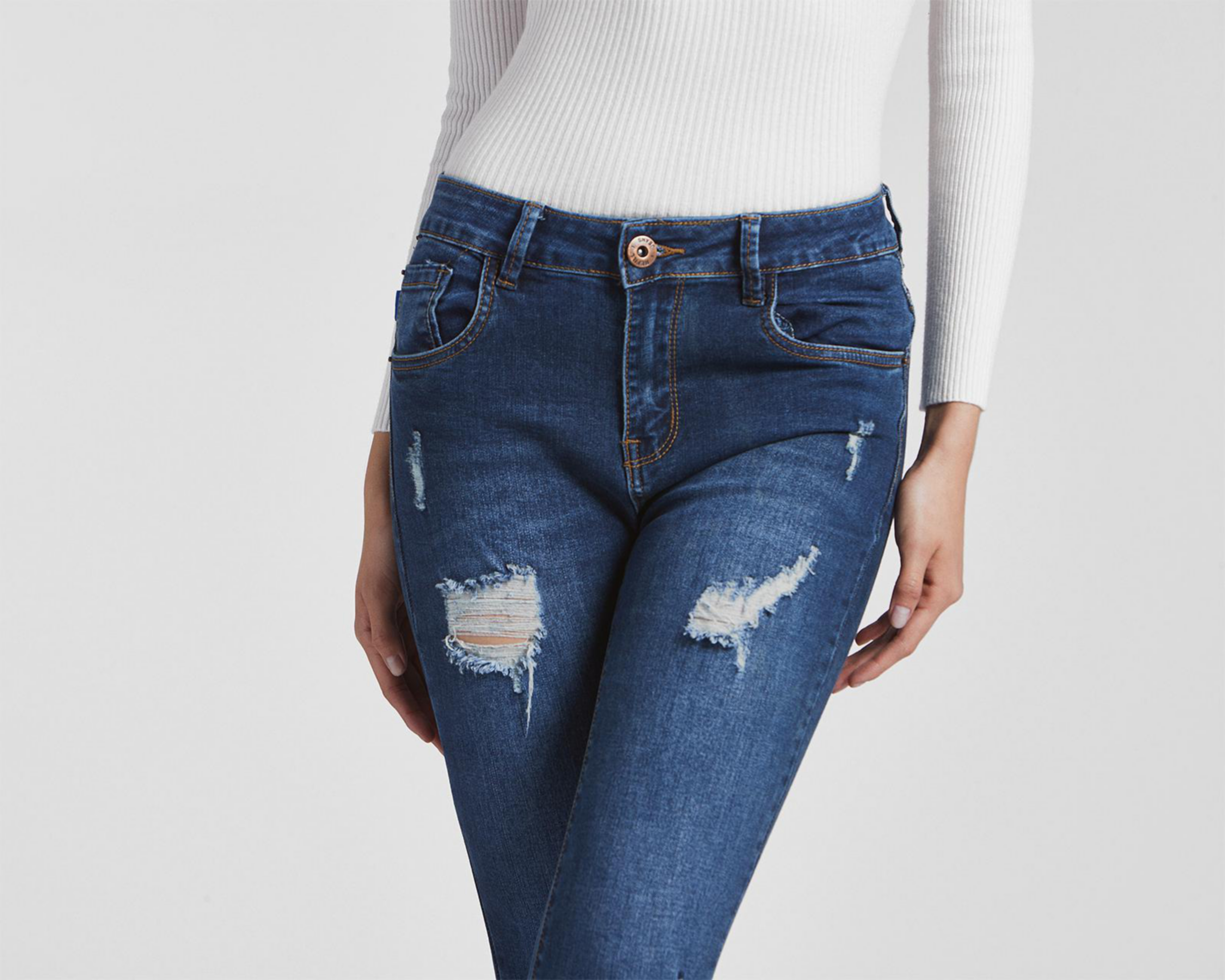 Foto 5 pulgar | Jeans Refill Skinny con Destrucciones