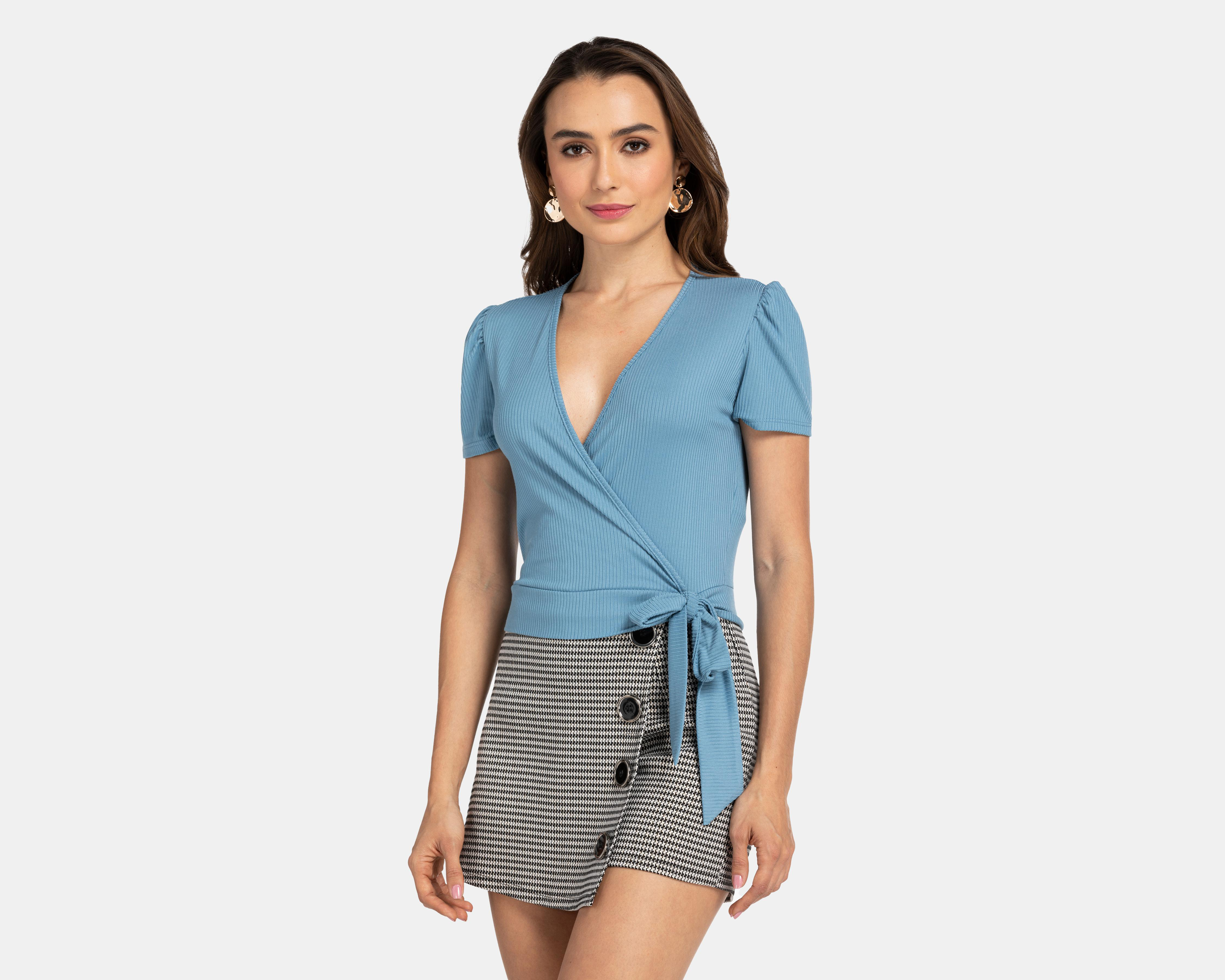 Blusa Sahara Manga Corta Cuello V