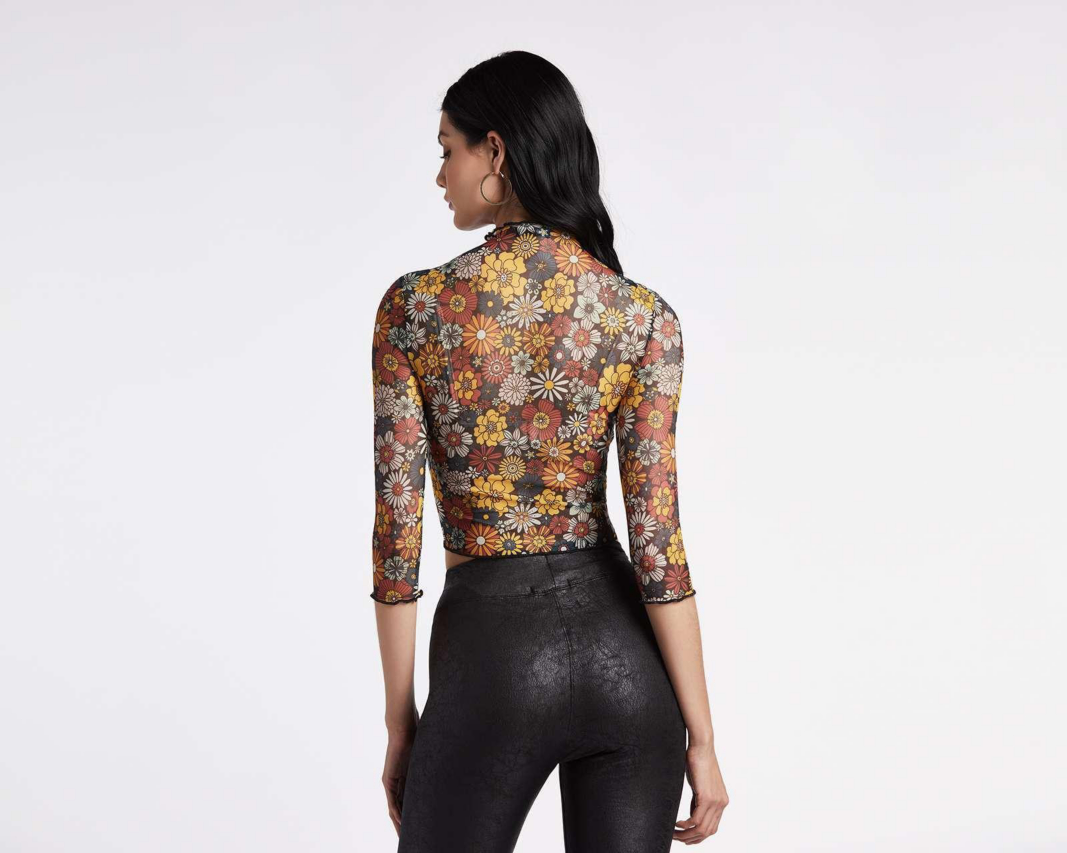 Foto 4 pulgar | Playera Thinner Floral Manga 3/4