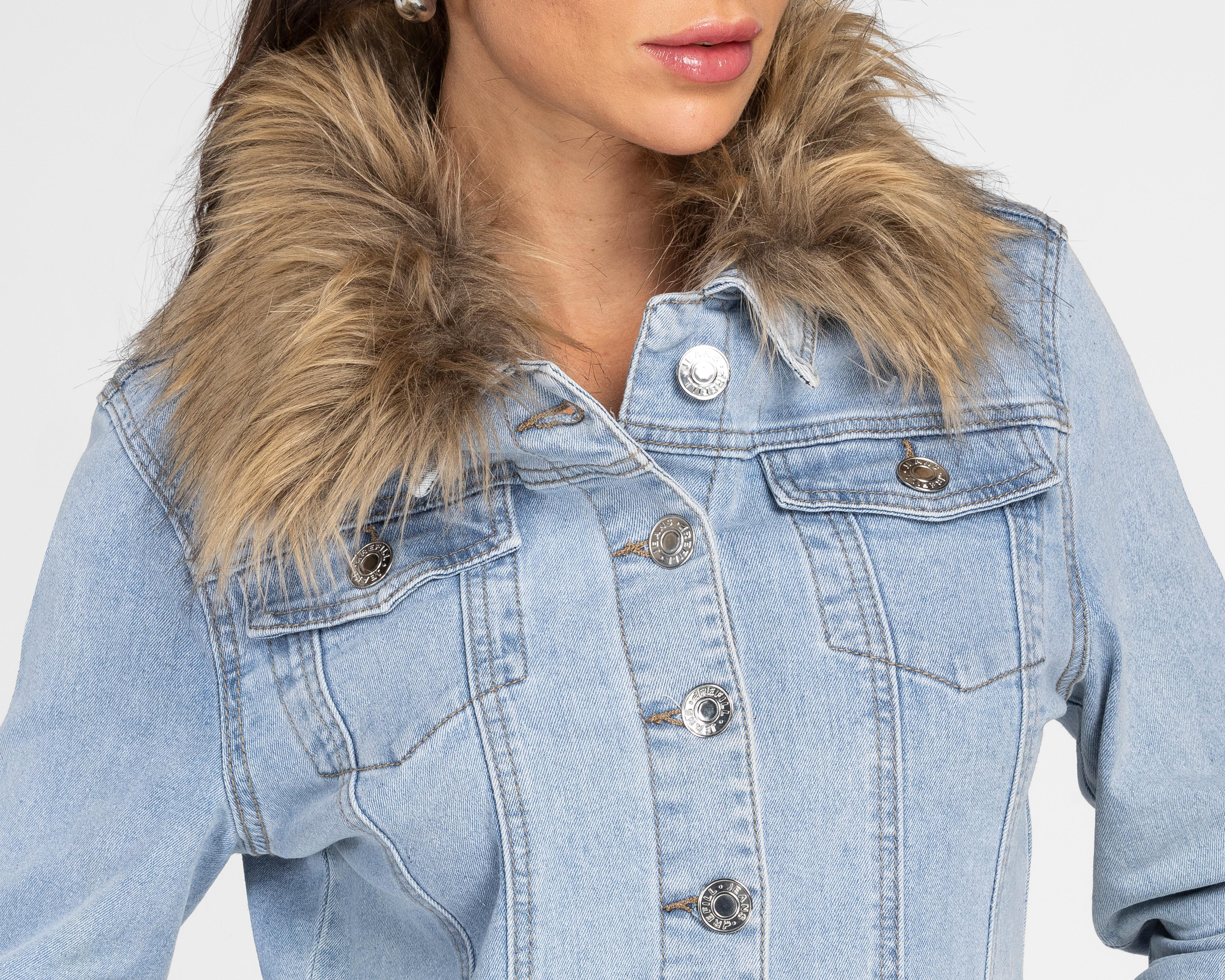 Foto 4 | Chamarra de Mezclilla con Peluche Refill para Mujer