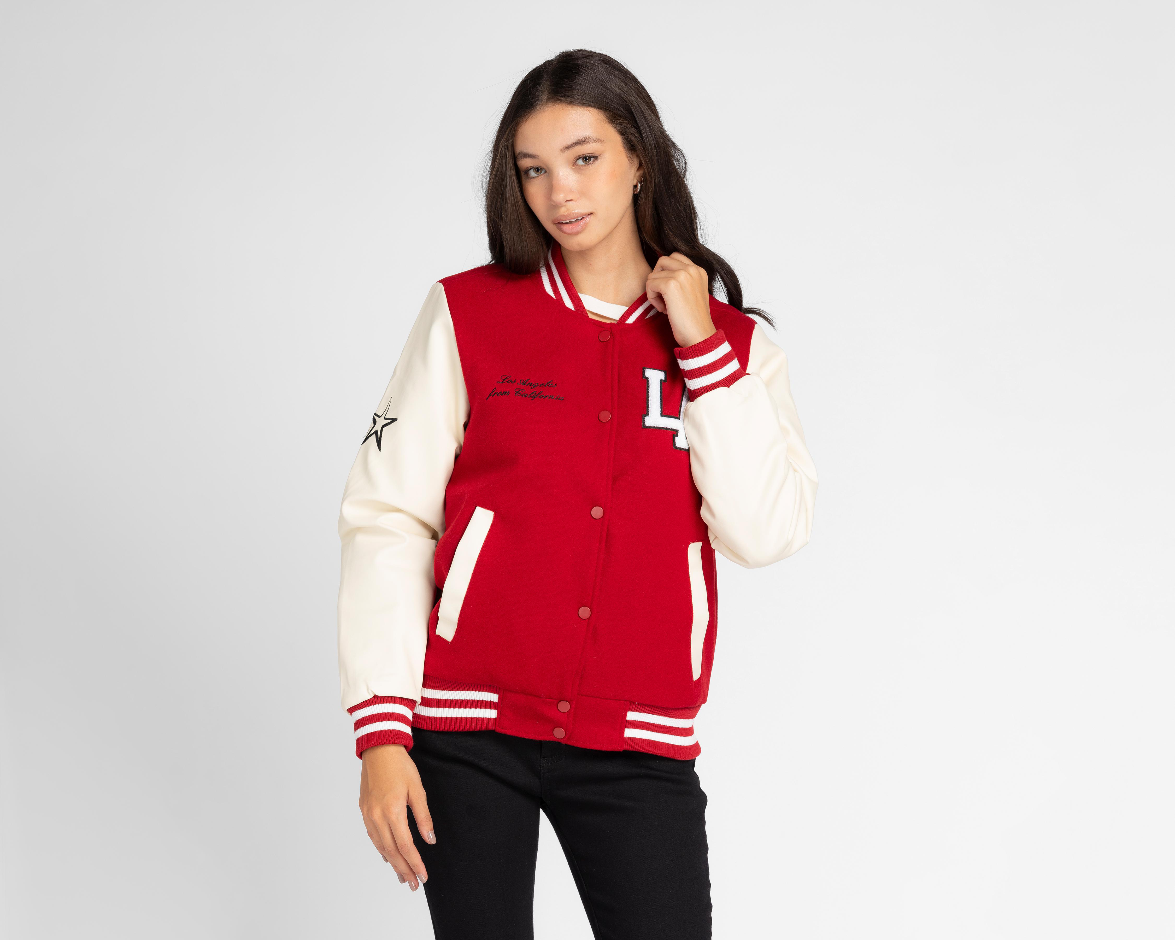 Chamarra American Fly Roja con Botones $300