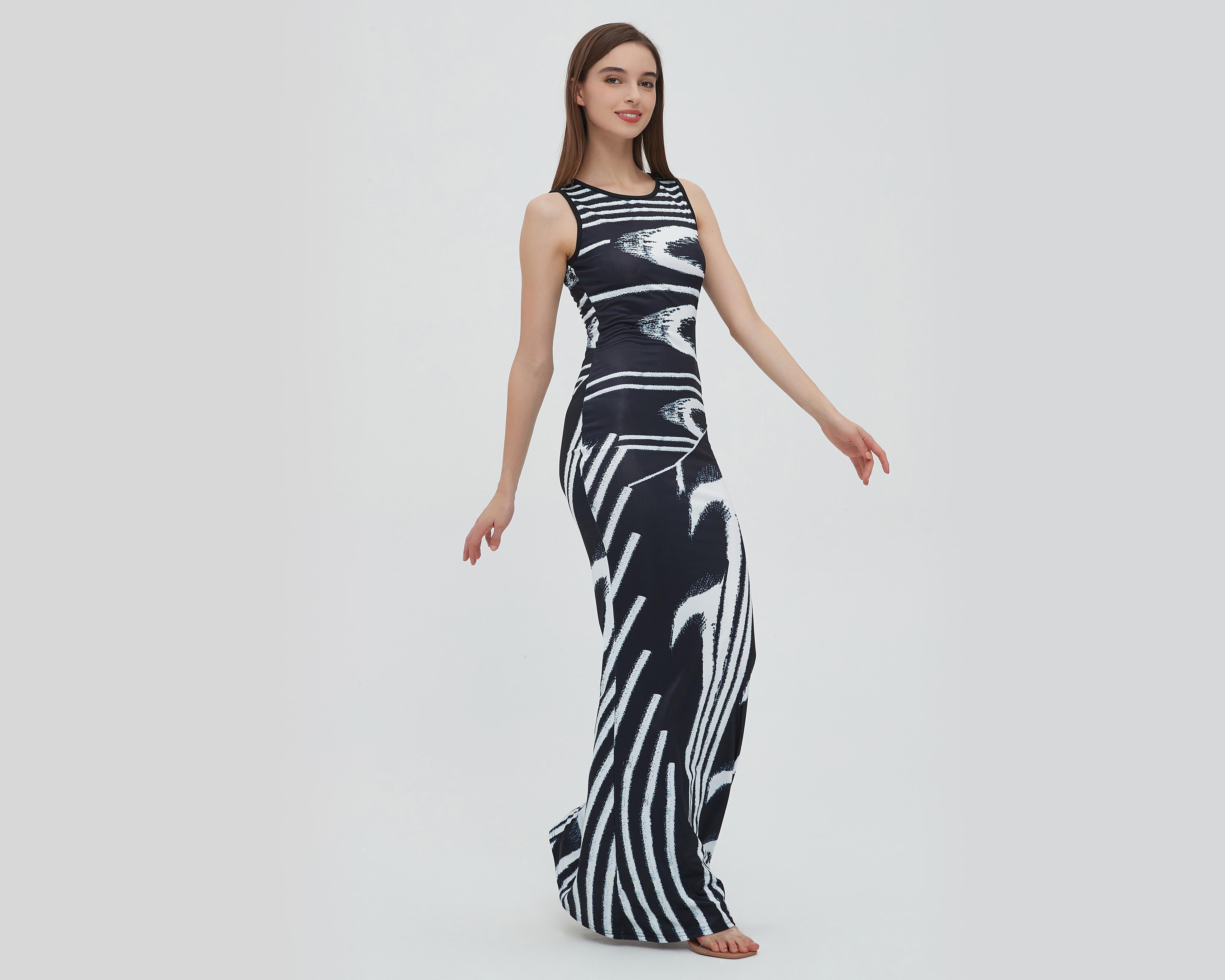 Foto 4 pulgar | Vestido Thinner Casual sin Mangas Estampado