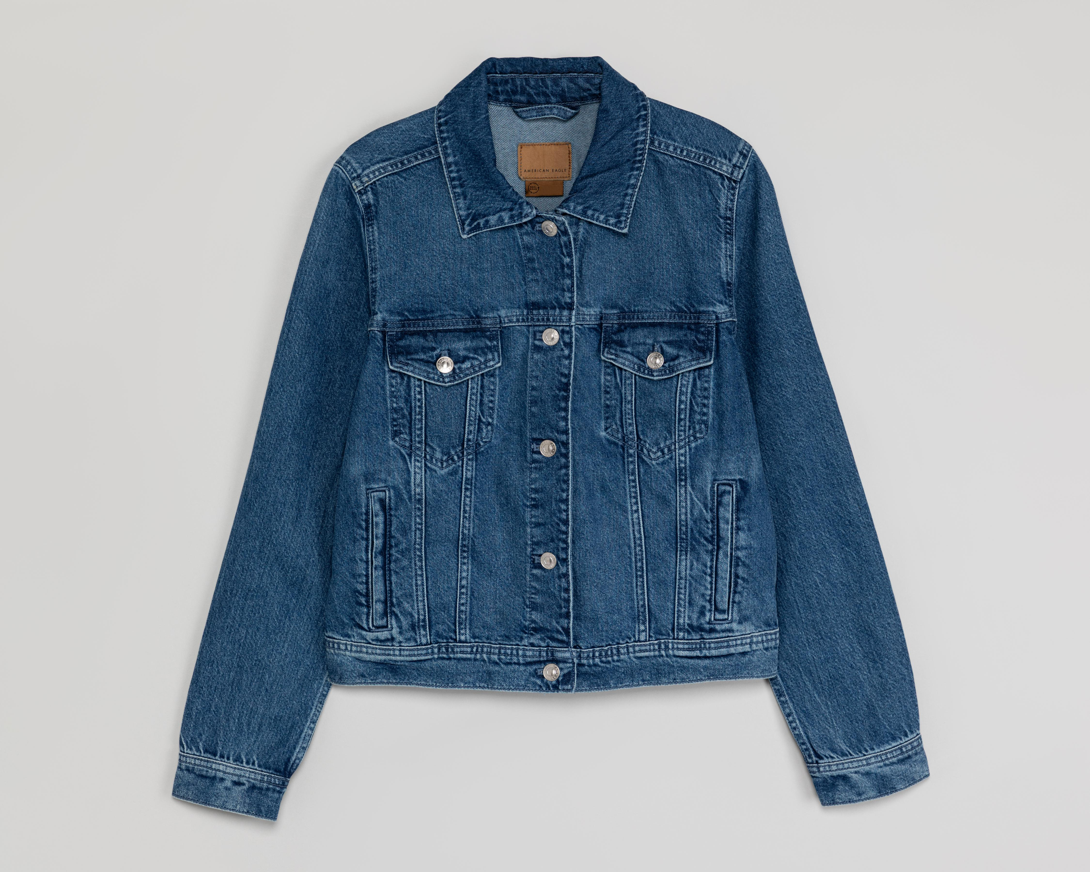 Foto 1 | Chamarra de Mezclilla Azul American Eagle para Mujer