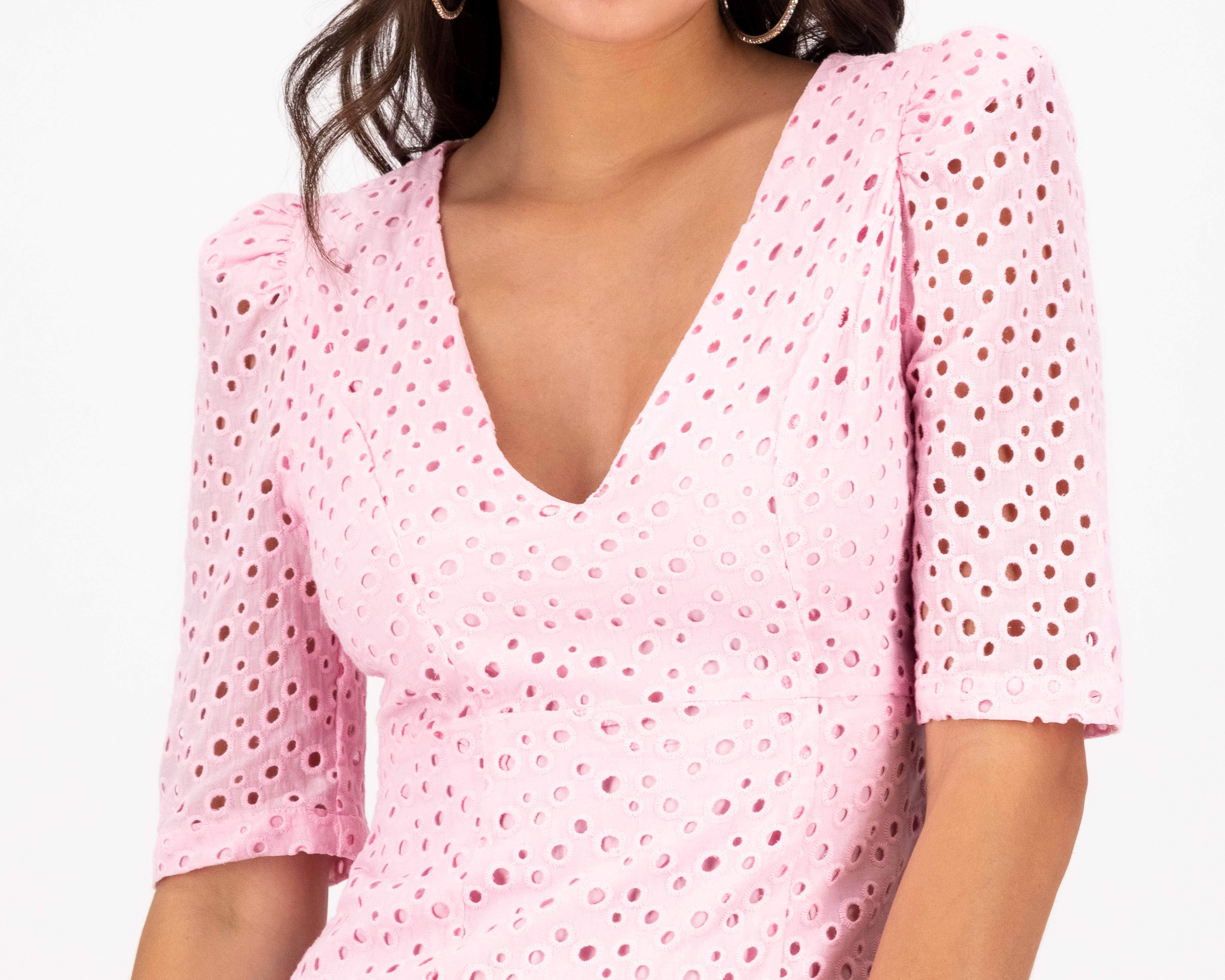 Foto 4 | Vestido Meirius de Noche Escote V Rosa
