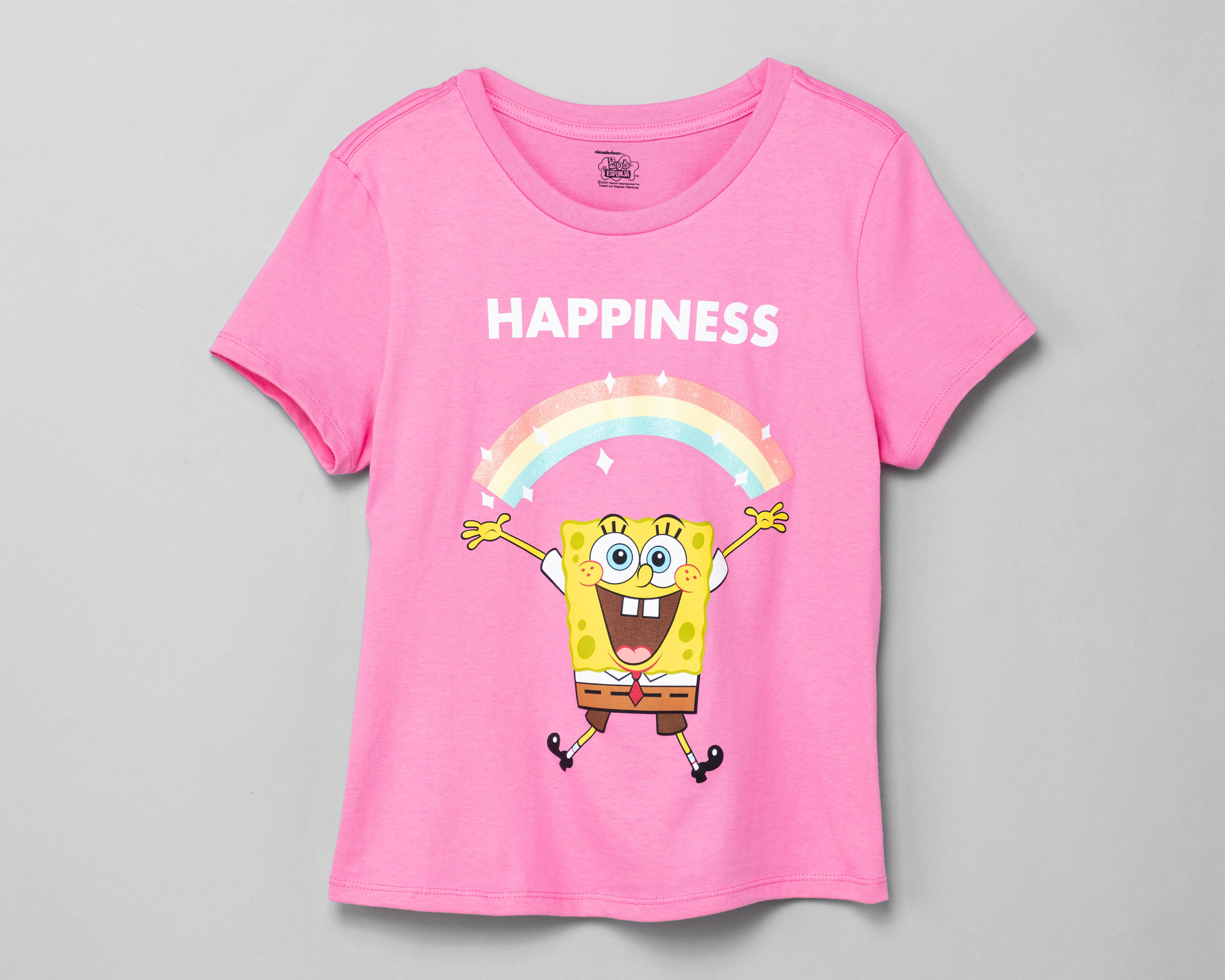 Foto 2 pulgar | Playera Bob Esponja Manga Corta Estampada
