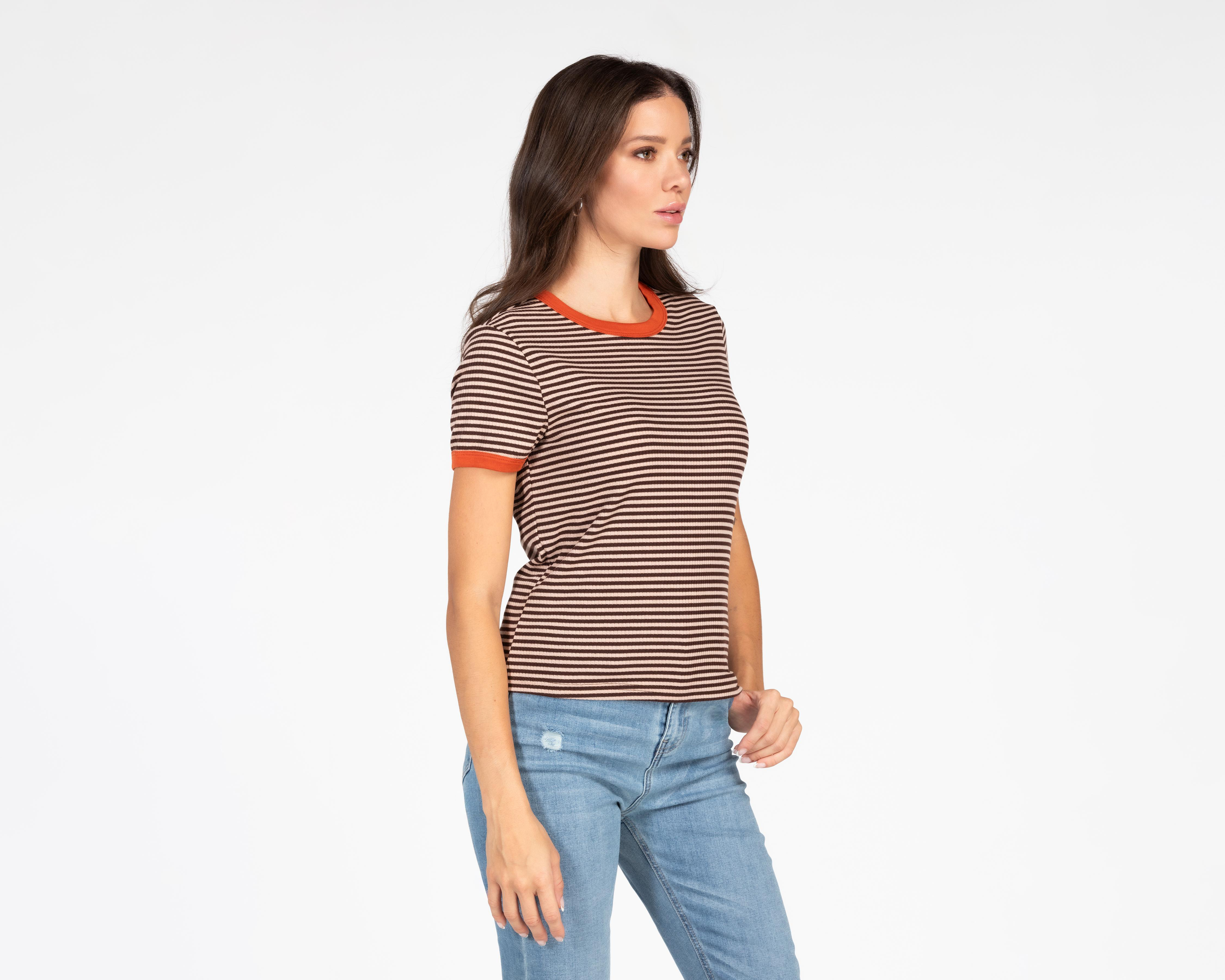 Foto 2 pulgar | Playera Refill a Rayas para Mujer