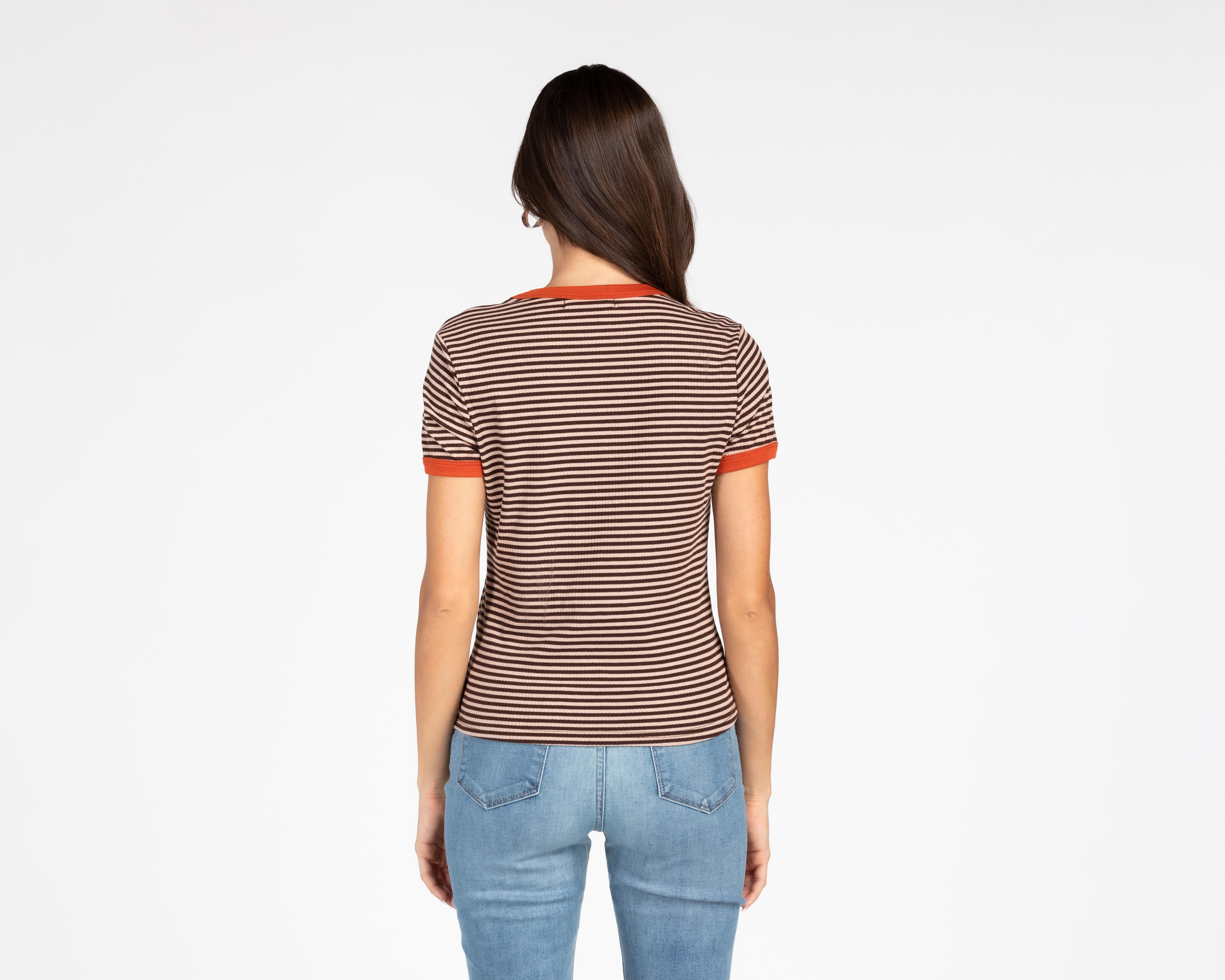 Foto 4 pulgar | Playera Refill a Rayas para Mujer