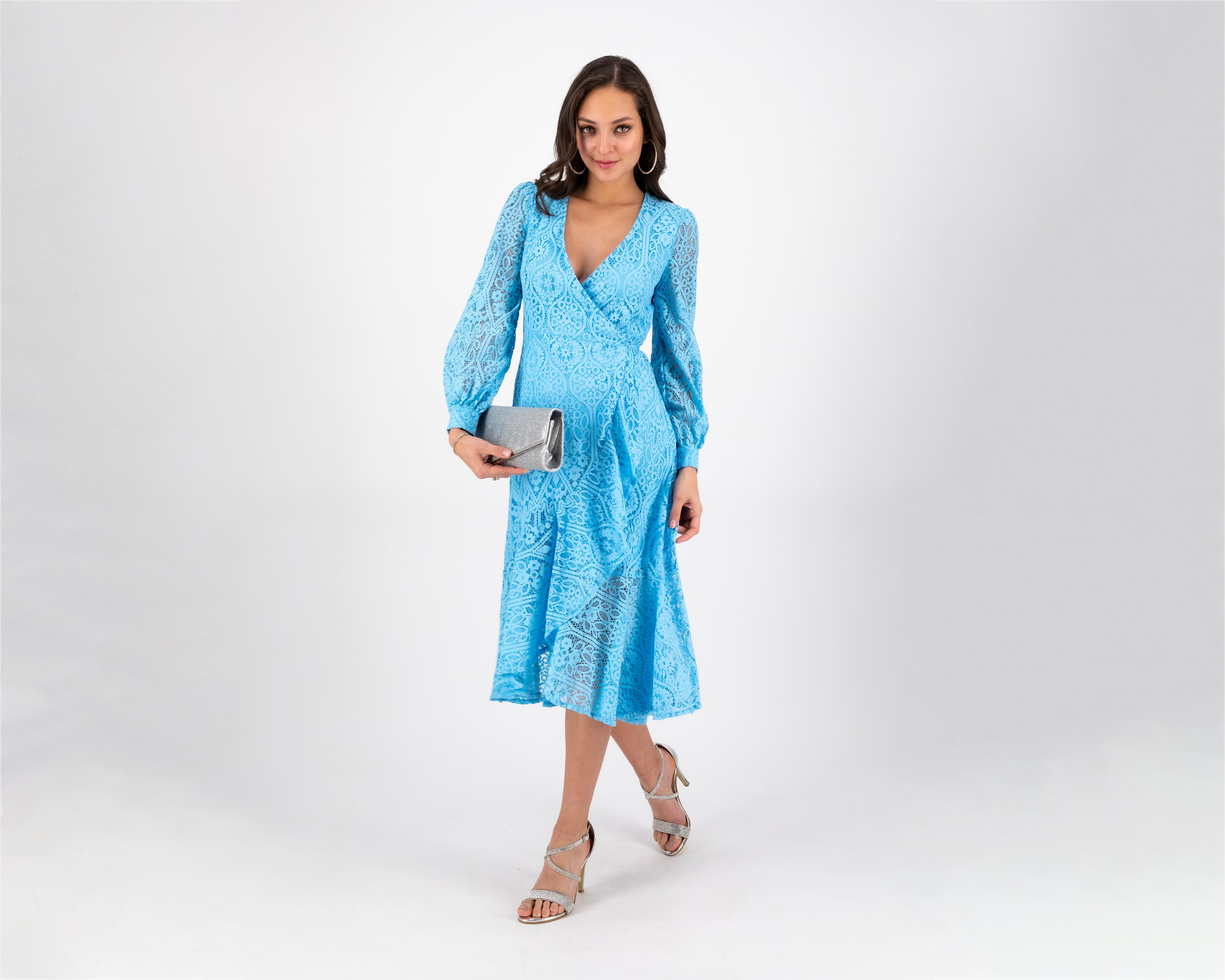 Foto 2 pulgar | Vestido Meirius de Noche Azul con Escote V