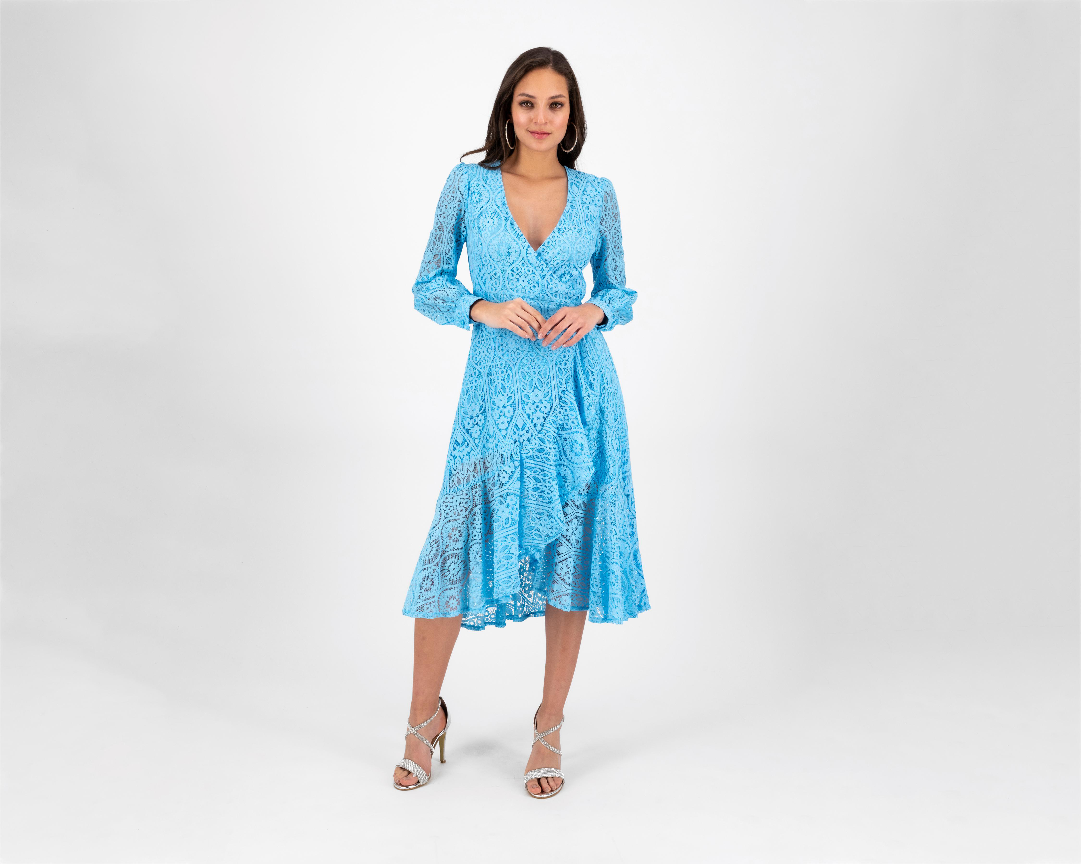 Foto 2 | Vestido Meirius de Noche Azul con Escote V