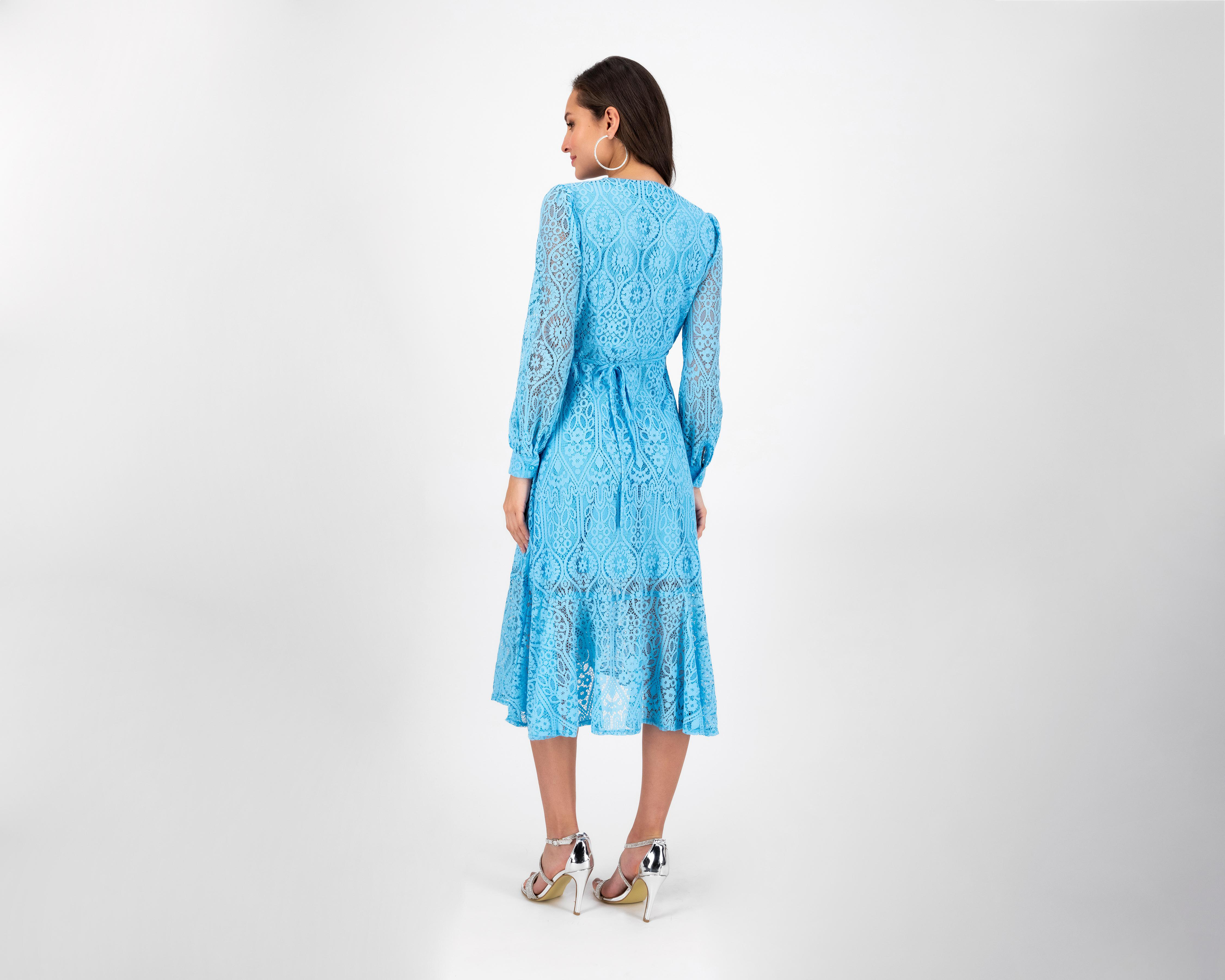 Foto 4 pulgar | Vestido Meirius de Noche Azul con Escote V