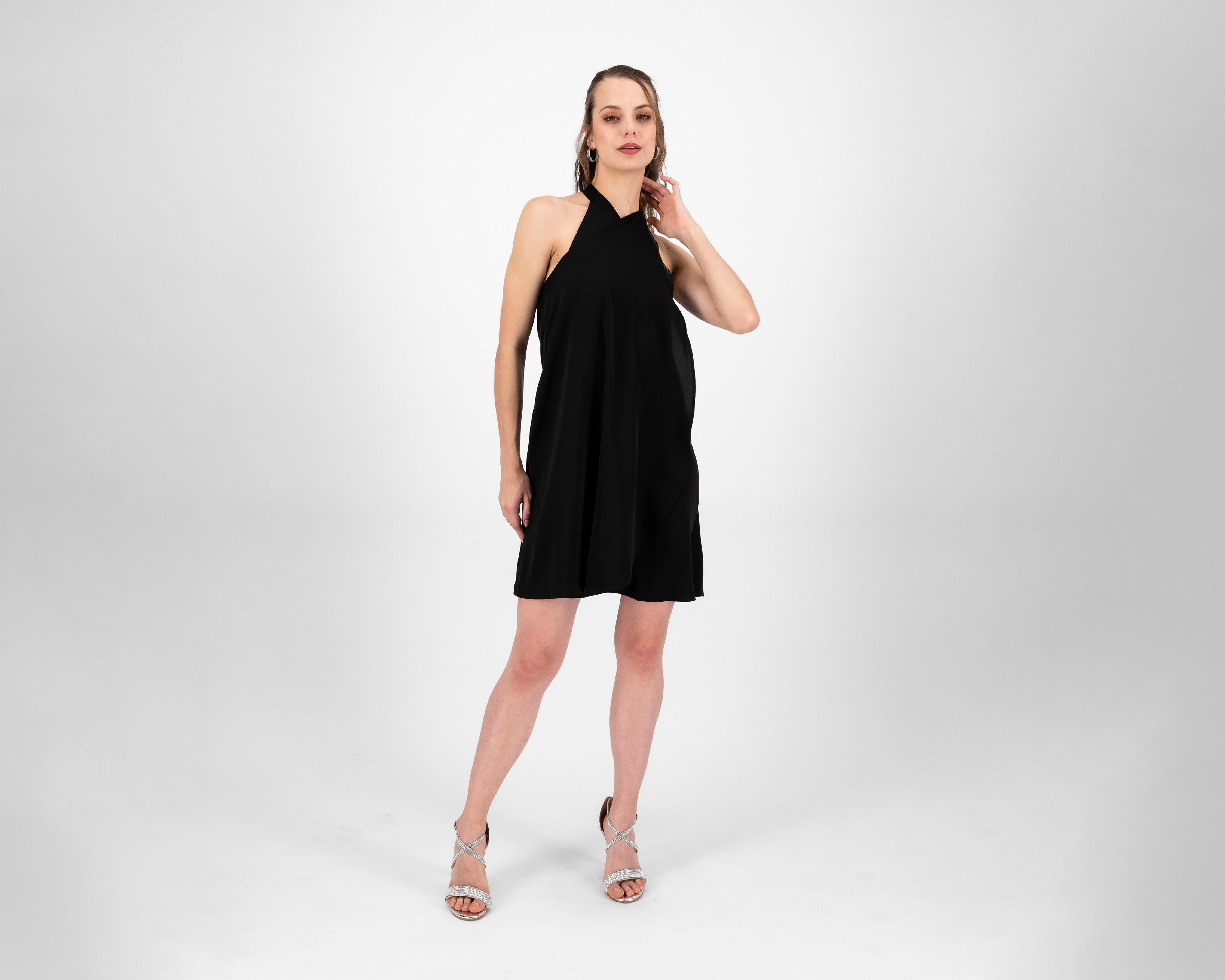 Foto 3 pulgar | Vestido Meirius de Noche Negro Cuello Halter