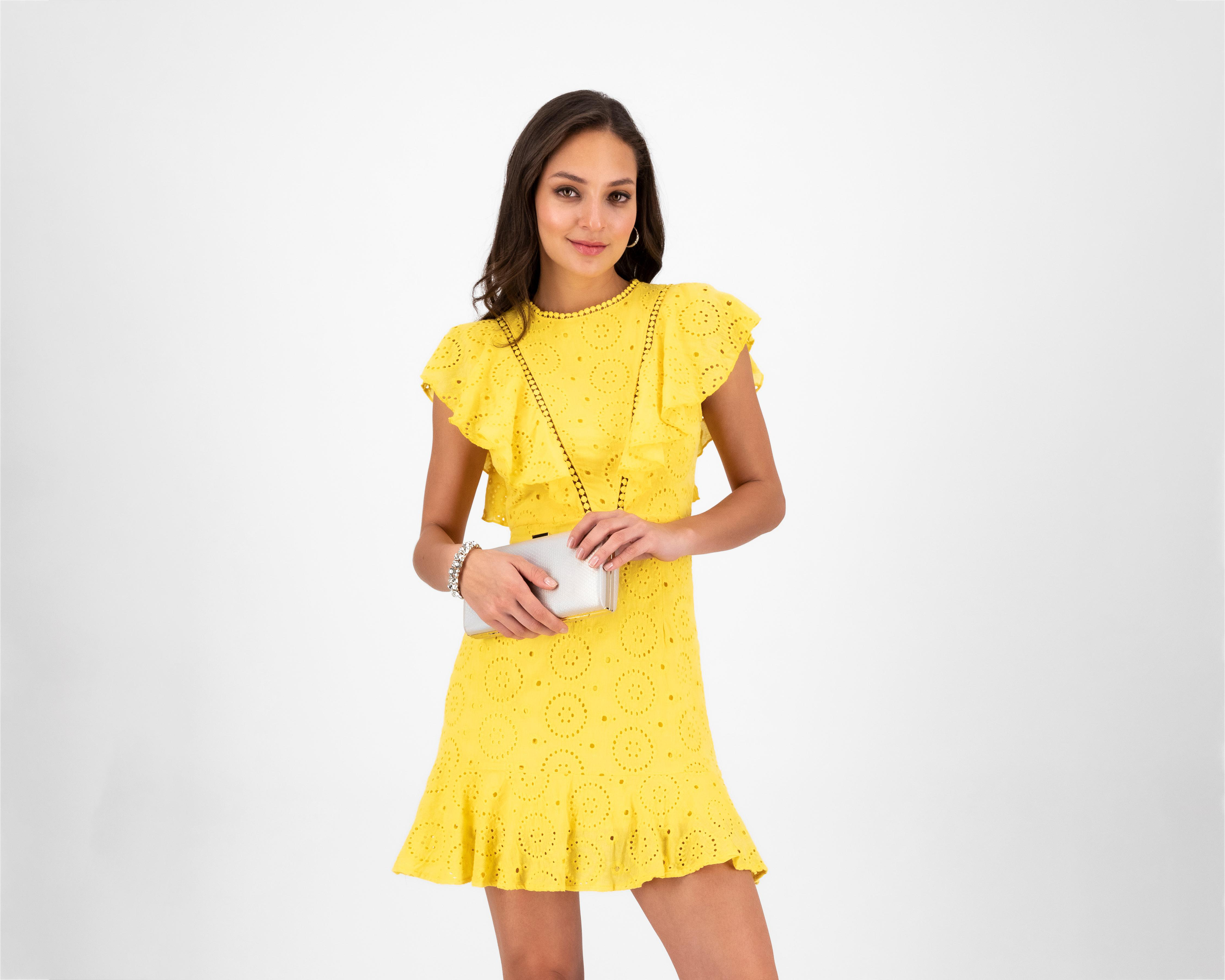 Foto 1 | Vestido Meirius de Noche Corto Amarillo