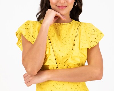 Foto 4 | Vestido Meirius de Noche Corto Amarillo