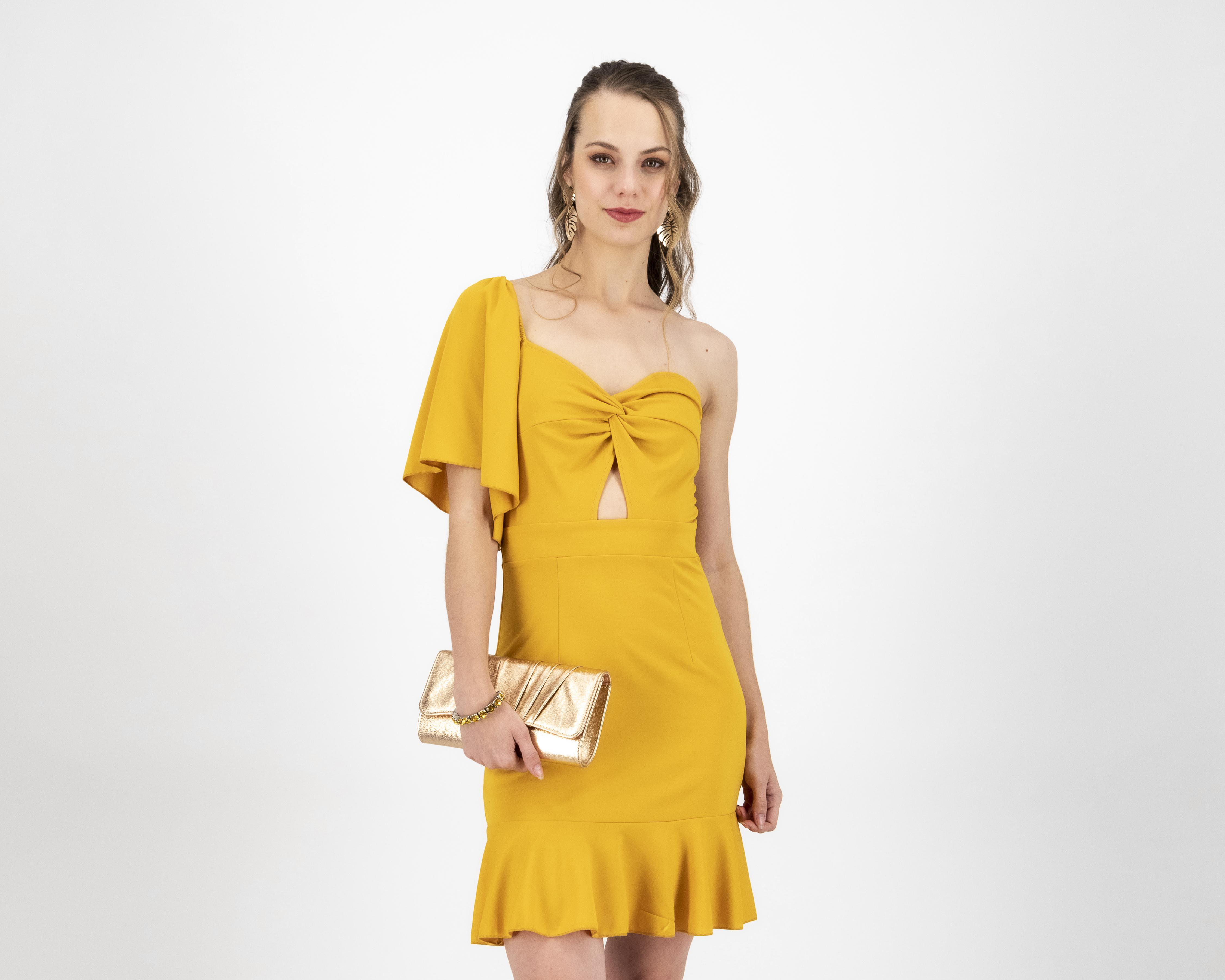 Vestido Meirius de Noche Corto Amarillo $99