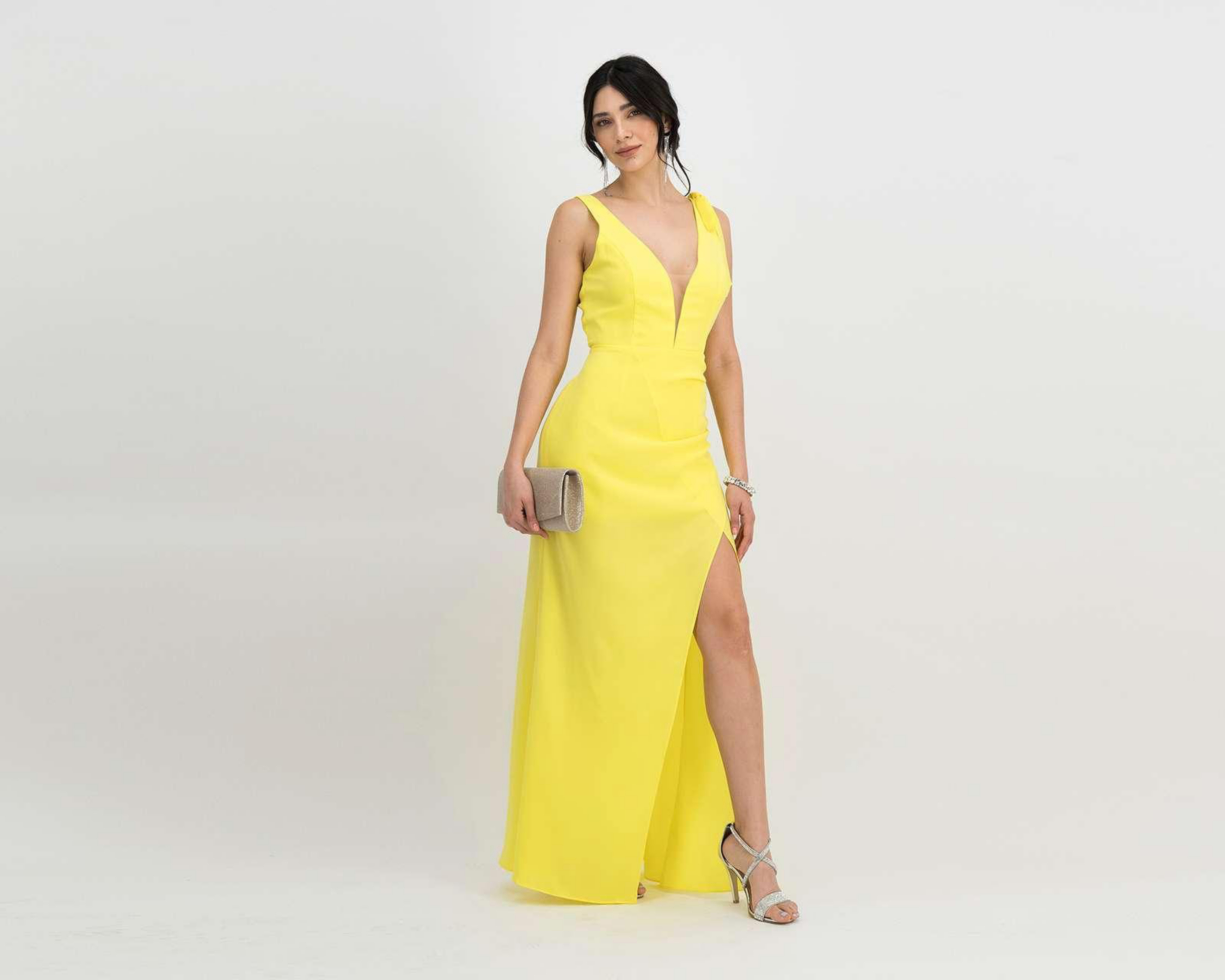 Vestido Minuet de Fiesta Amarillo con Escote V