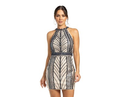 Foto 4 | Vestido Minuet de Noche Corto con Lentejuelas