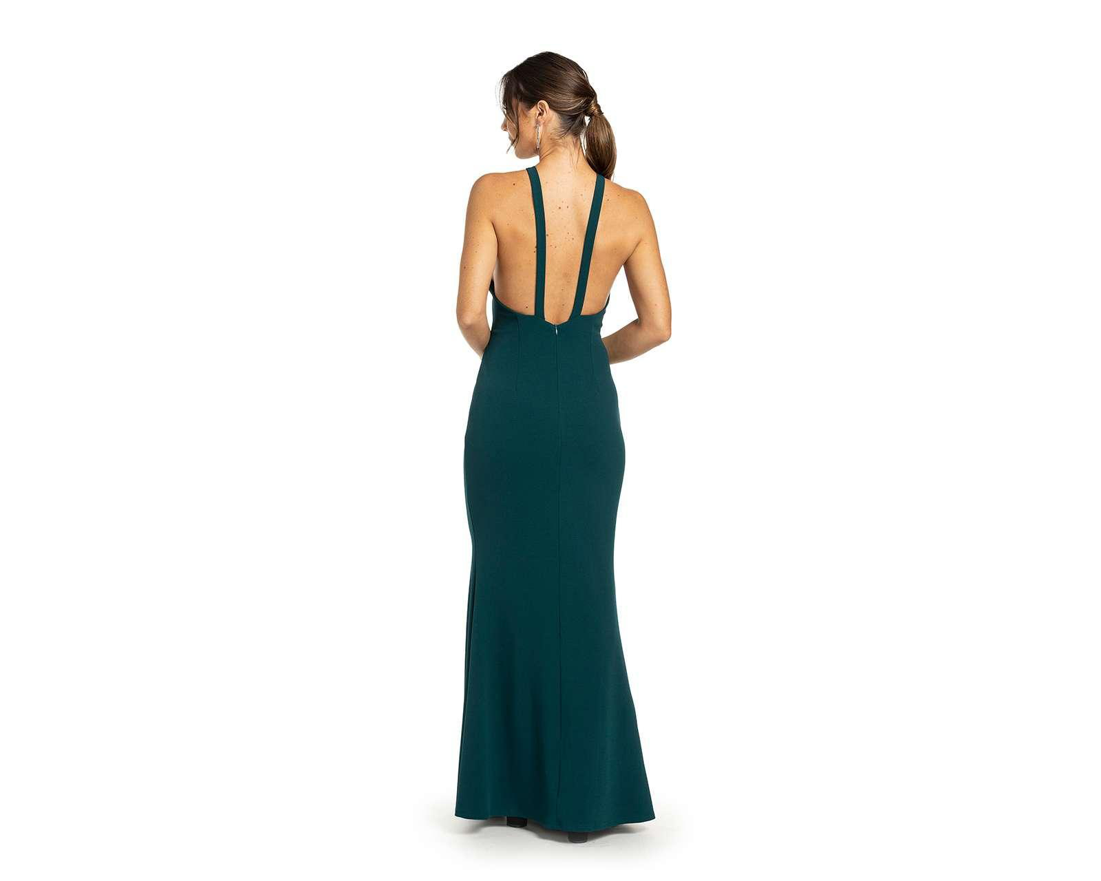 Foto 4 pulgar | Vestido Minuet de Noche Verde Largo con Abertura al Frente