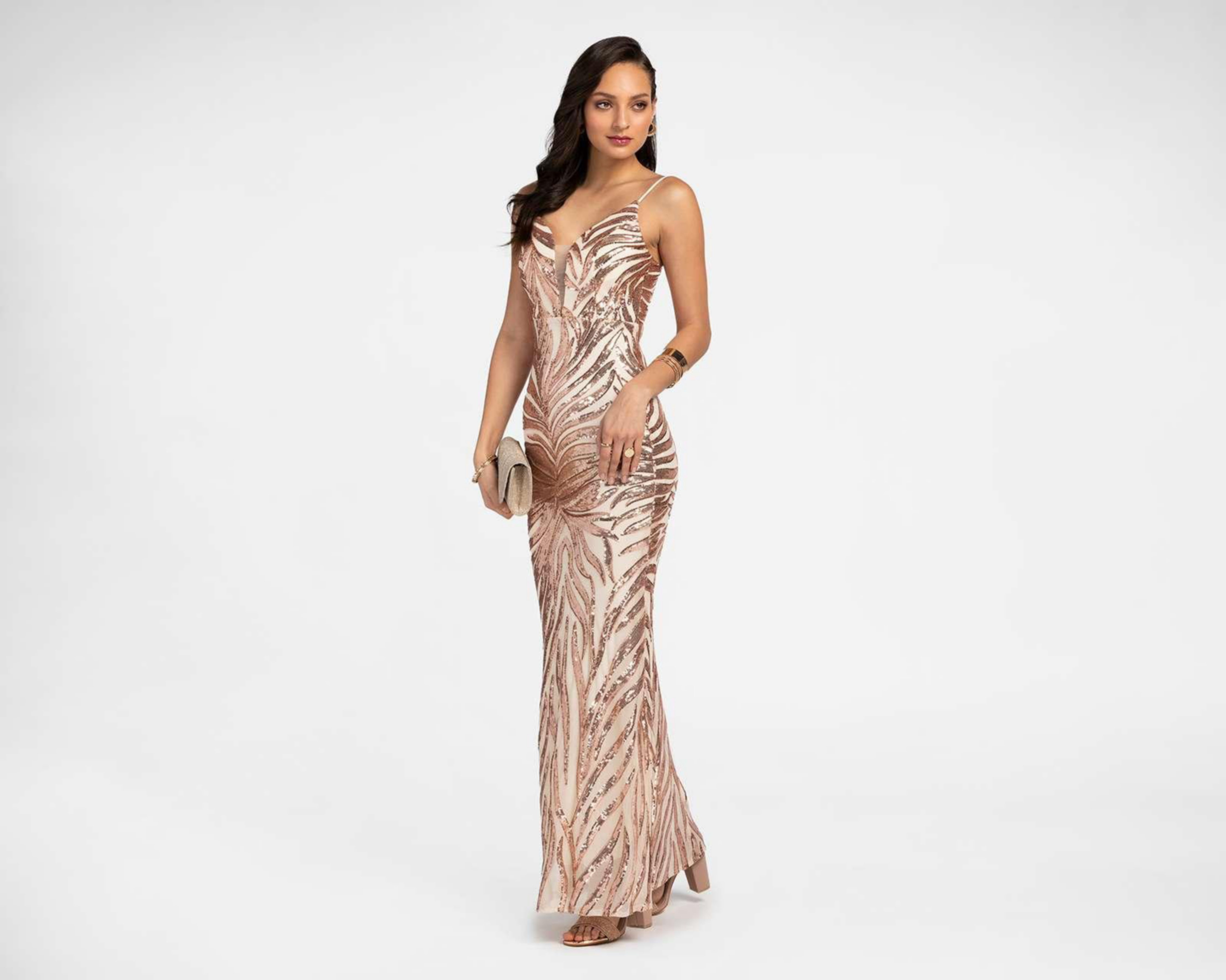 Foto 2 | Vestido Meirius Formal de Escote V con Lentejuelas