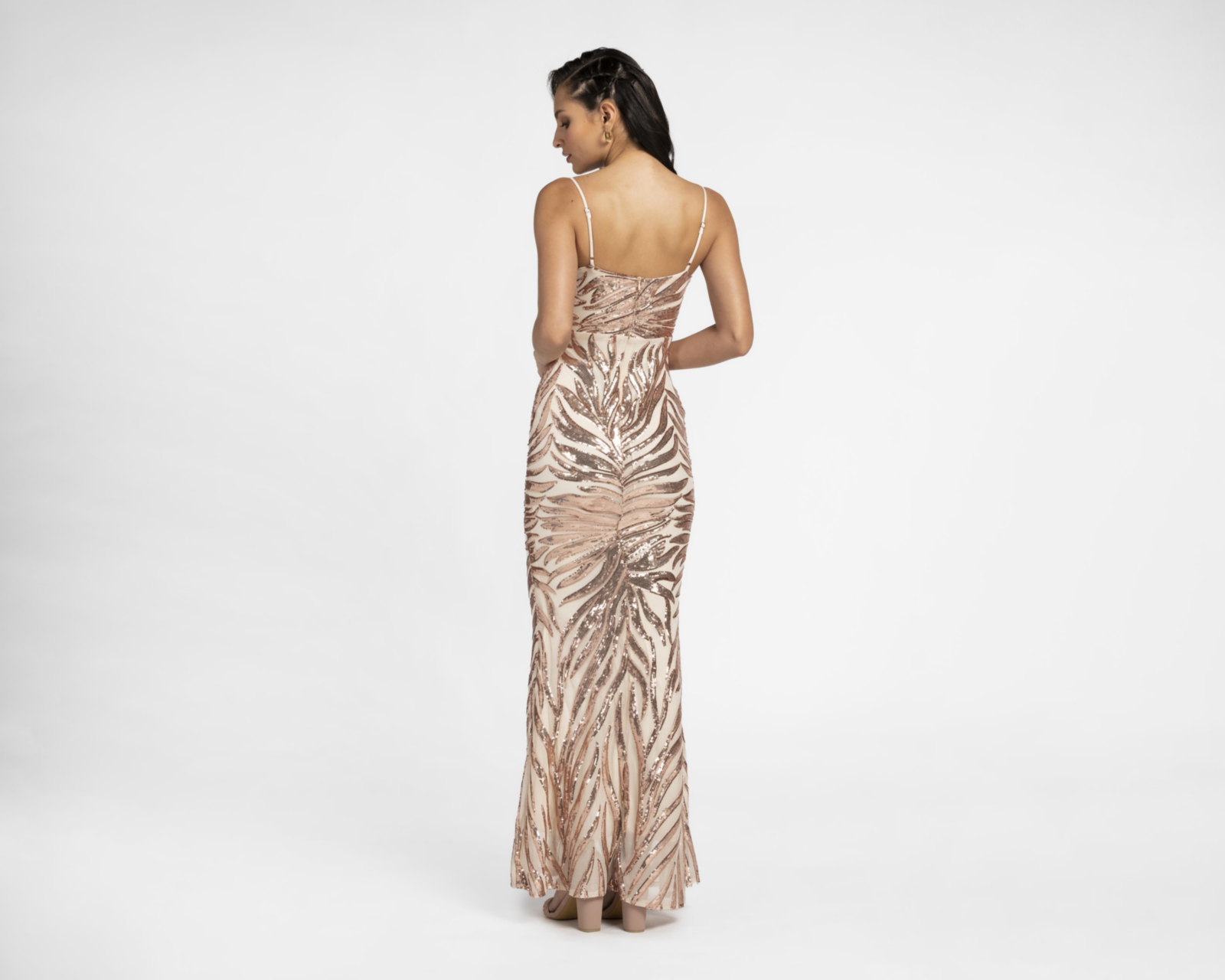 Foto 4 pulgar | Vestido Meirius Formal de Escote V con Lentejuelas