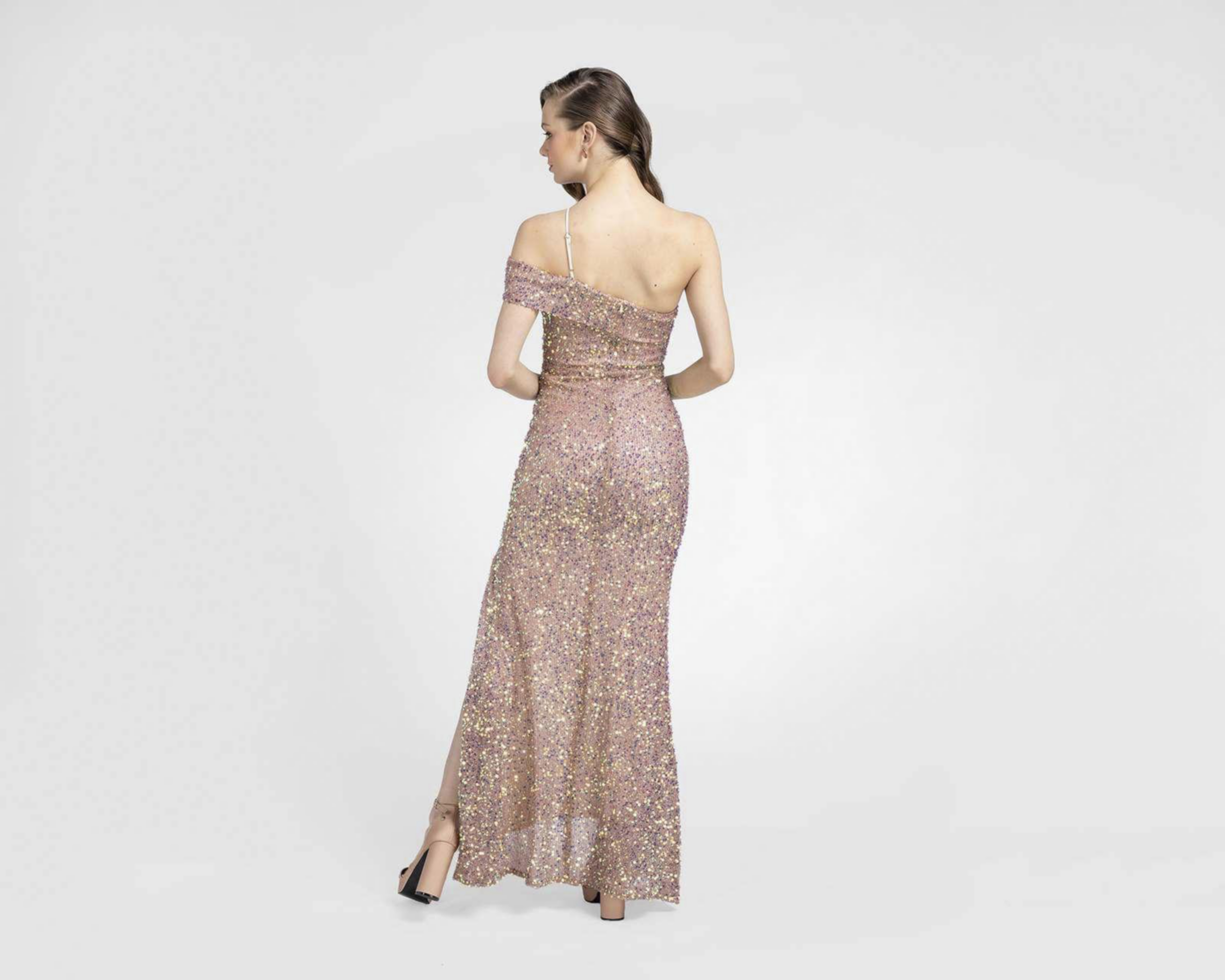 Foto 4 pulgar | Vestido Meirius de Fiesta Largo con Lentejuelas