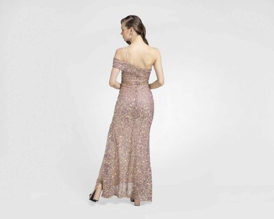 Foto 3 | Vestido Meirius de Fiesta Largo con Lentejuelas