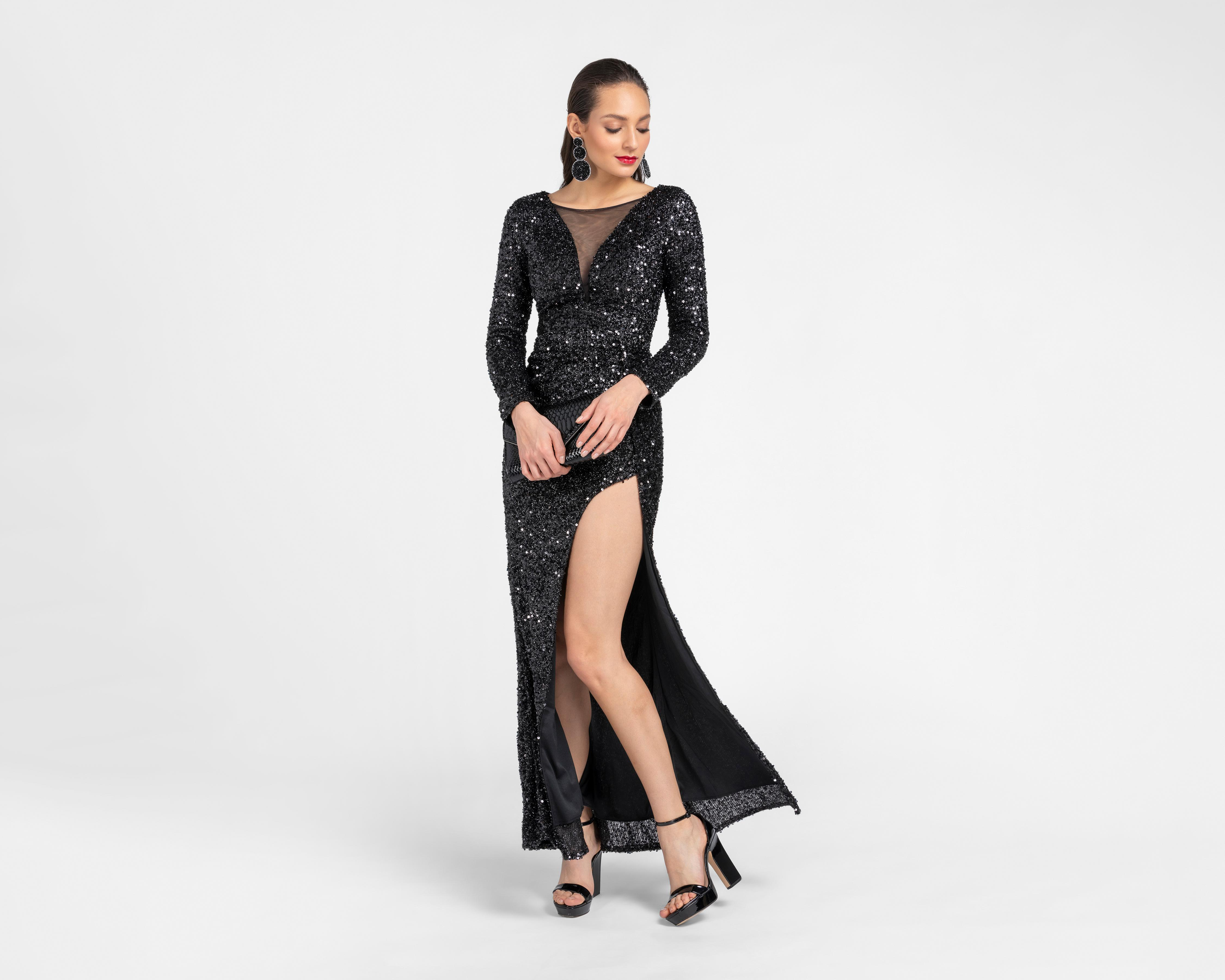 Foto 1 | Vestido Meirius de Noche con Lentejuelas Largo