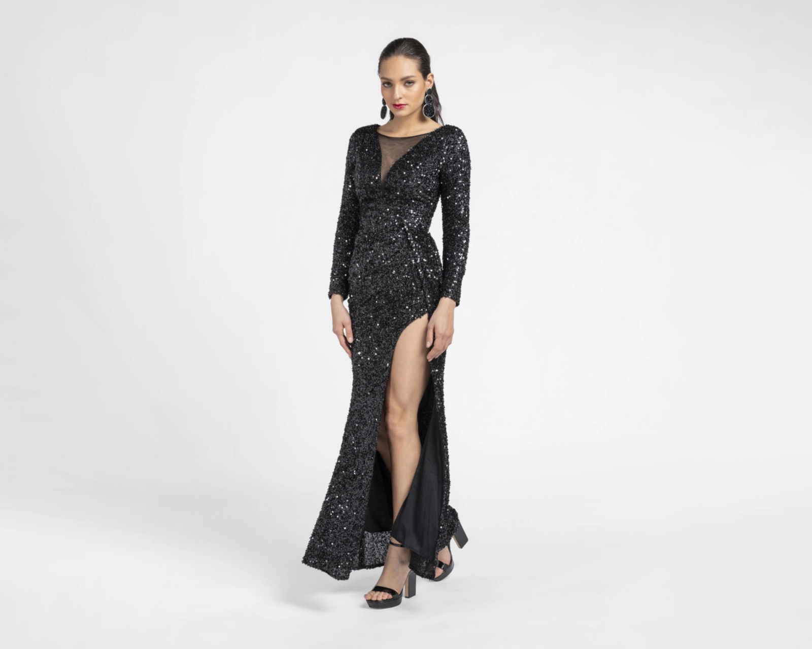 Foto 2 | Vestido Meirius de Noche con Lentejuelas Largo