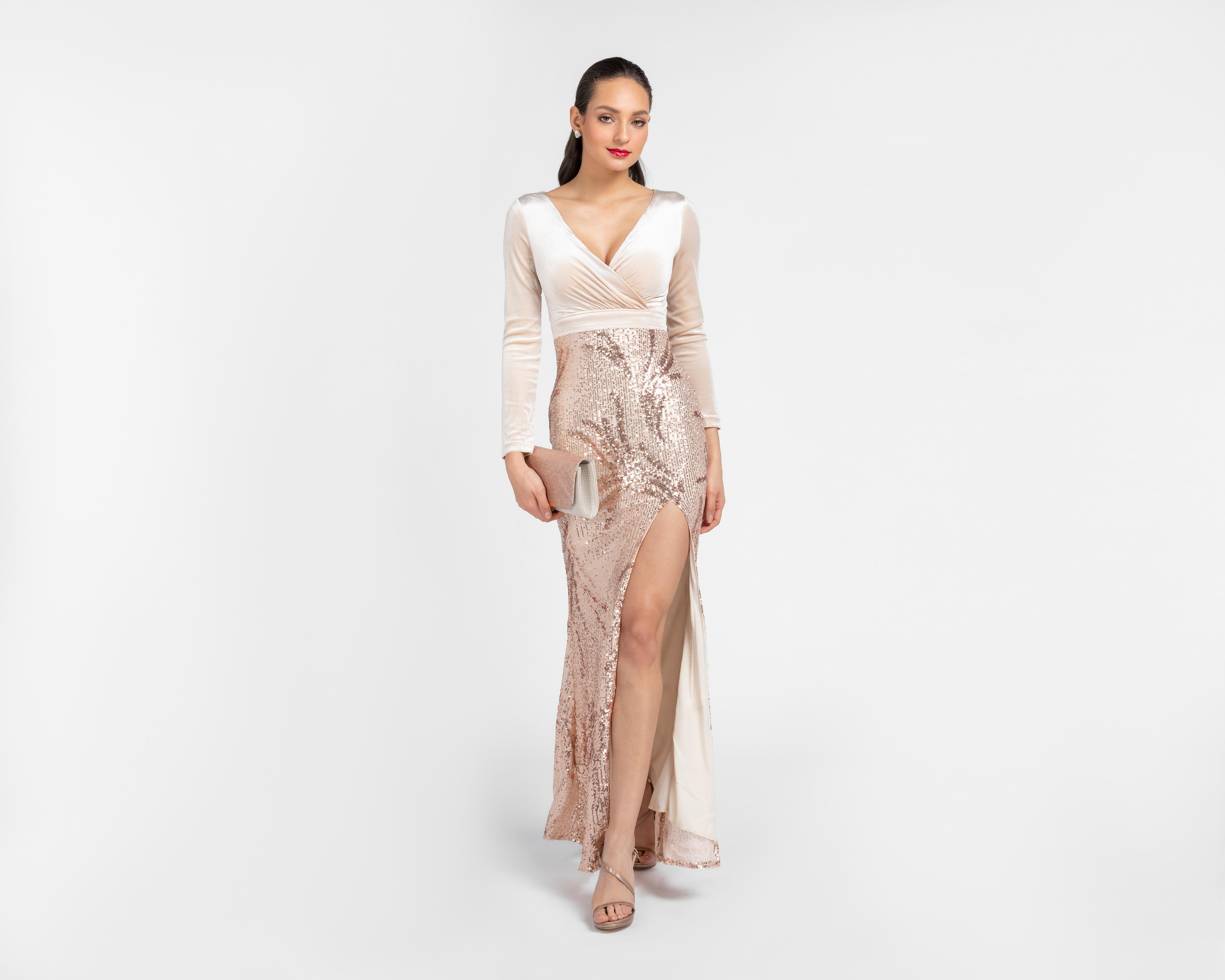 Foto 1 | Vestido Meirius Formal Escote V con Lentejuelas