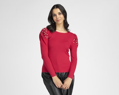 Foto 1 | Suéter Sahara Rojo con Perlas