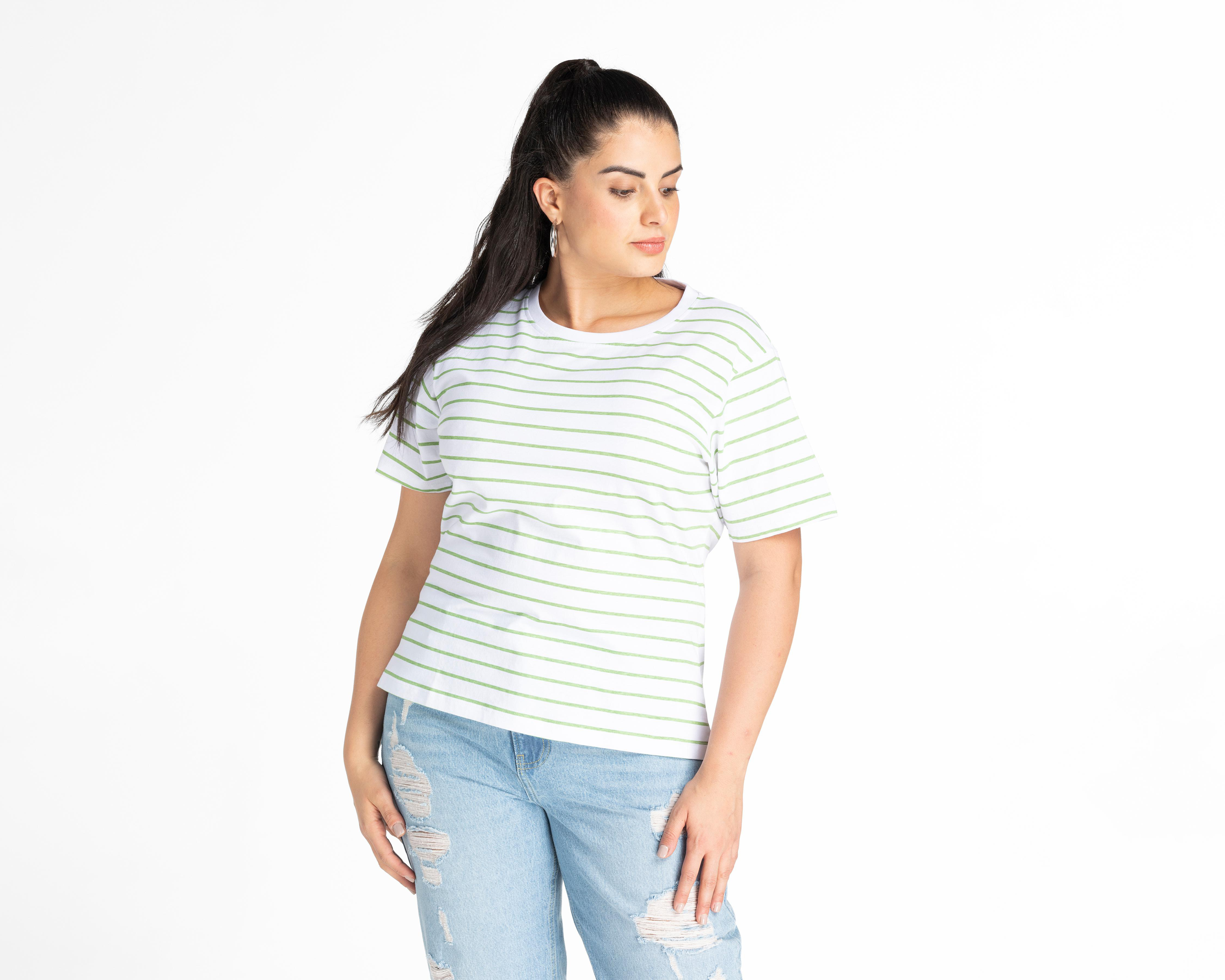 Playera Refill Manga Corta a Rayas