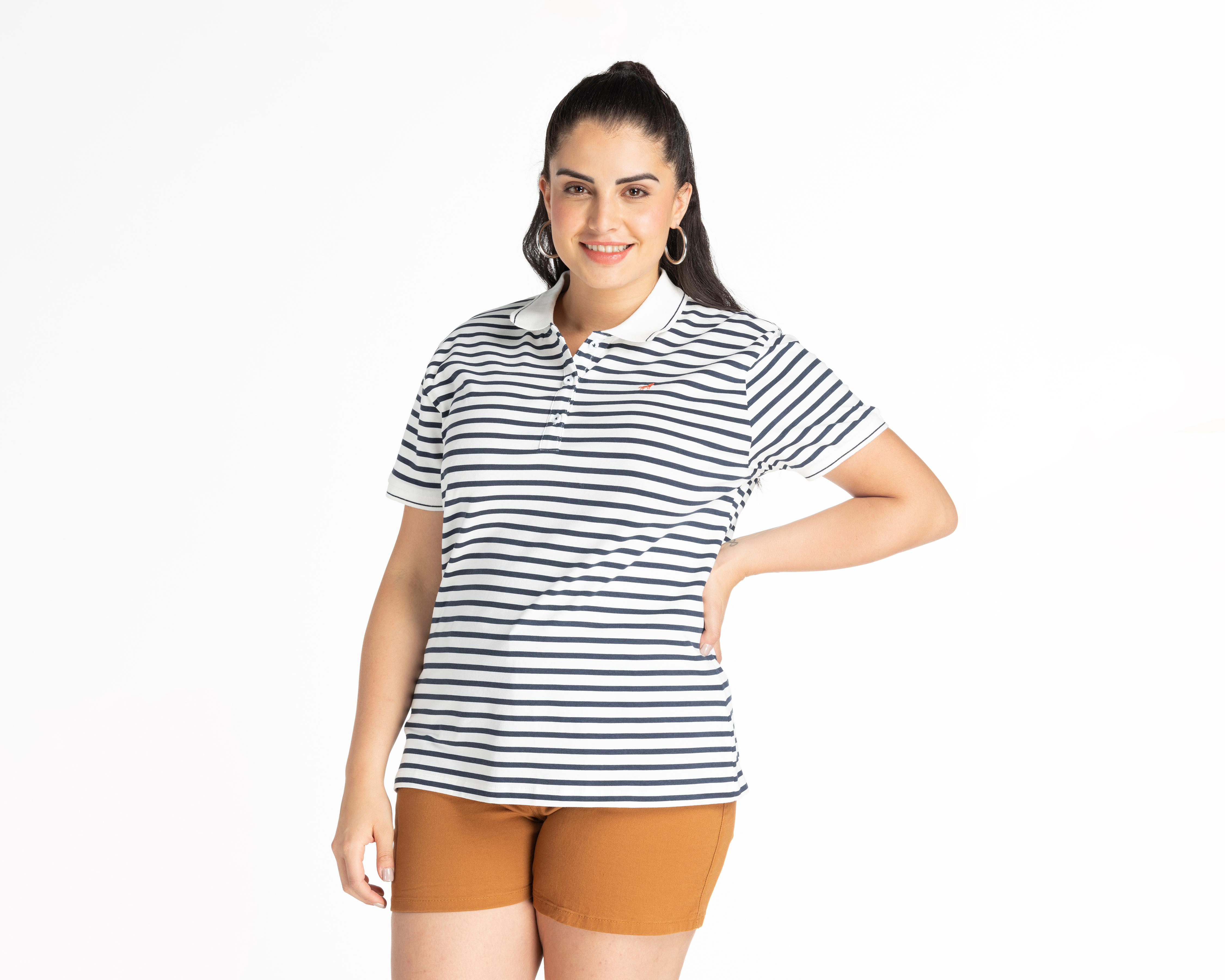 Playera Refill Manga Corta a Rayas