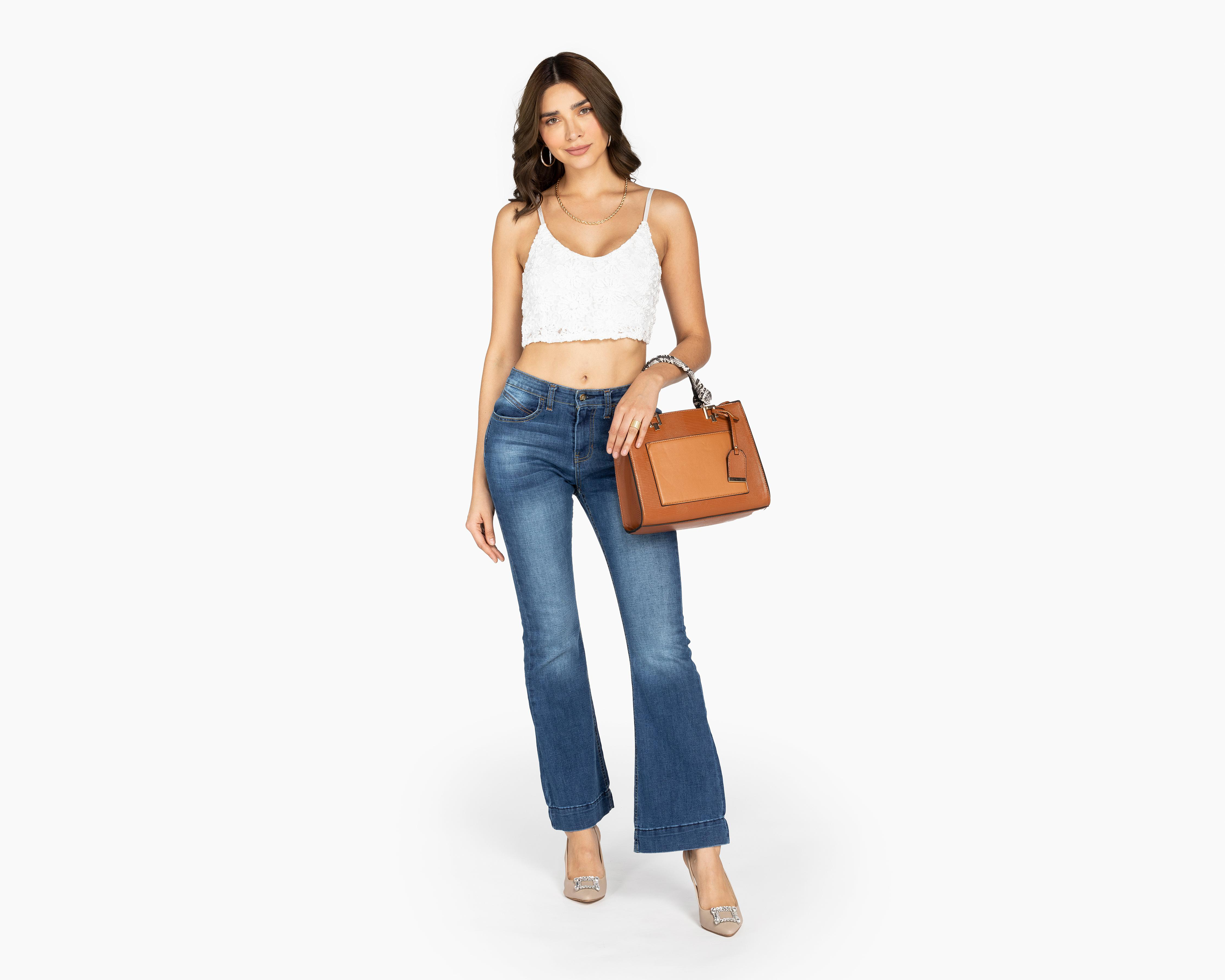 Foto 3 pulgar | Crop Top Jennifer Lopez Blanco con Bordado