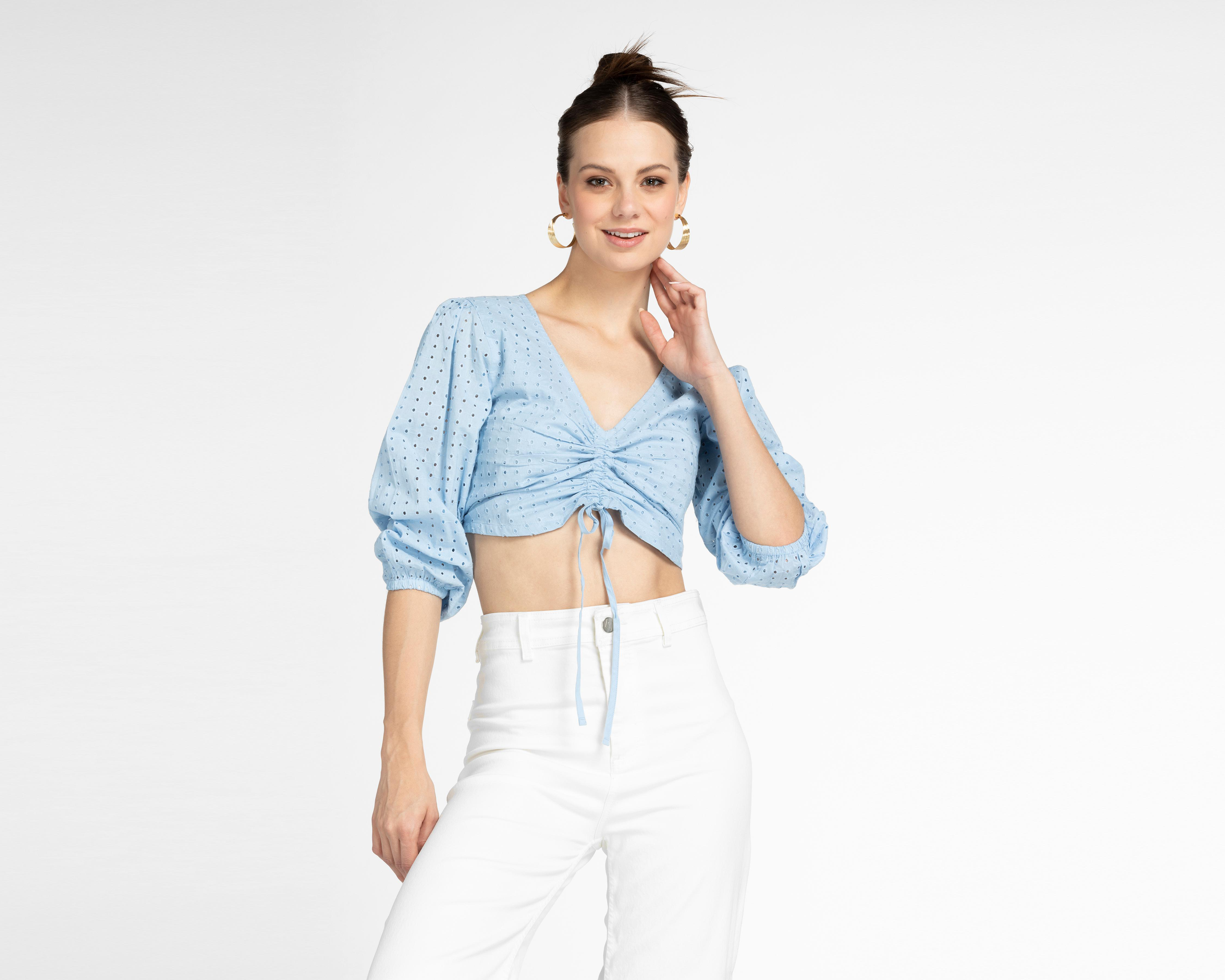 Foto 1 | Blusa Refill Escote V con Zurcido