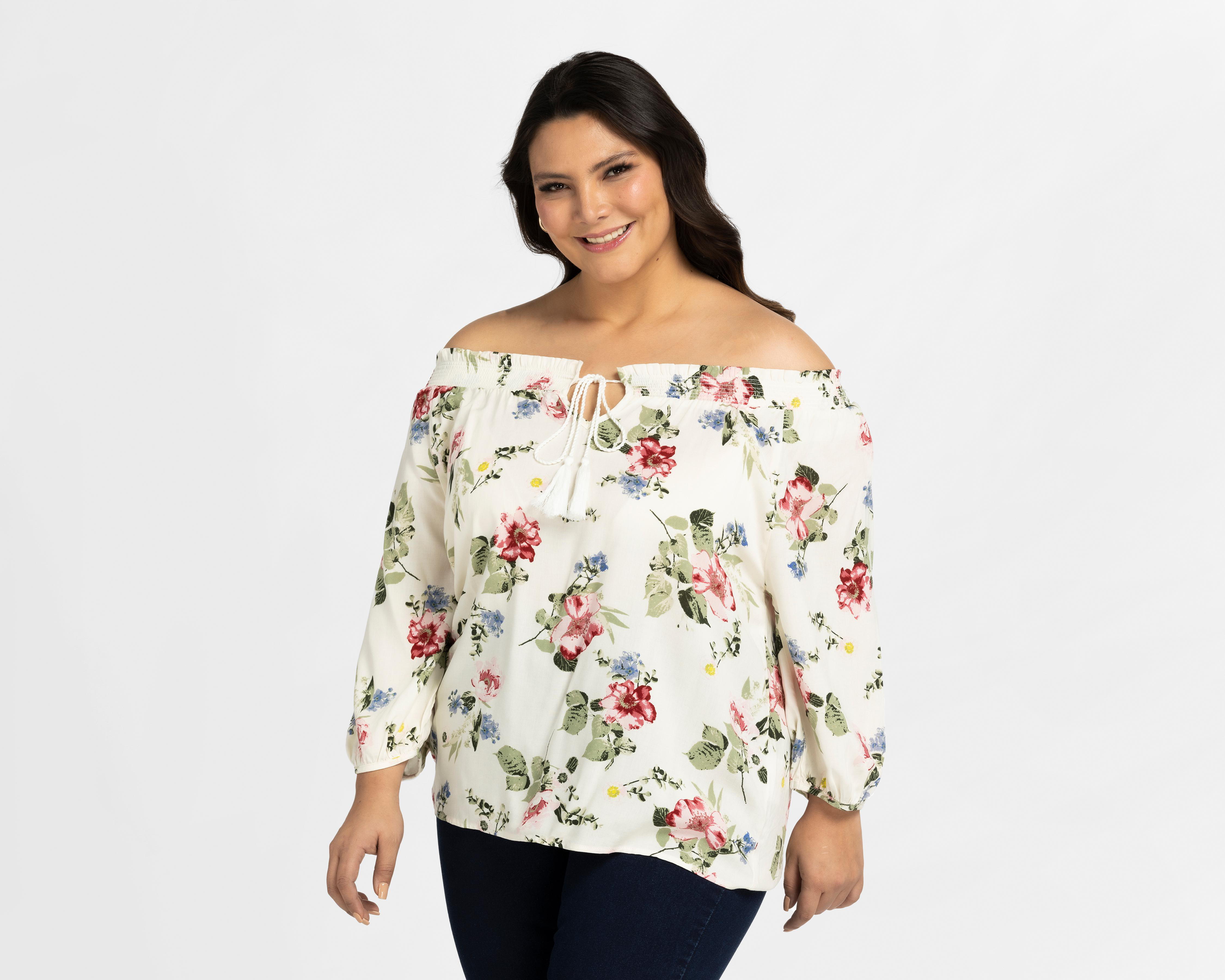 Blusa Lady Sun Floreada de Hombros Descubiertos
